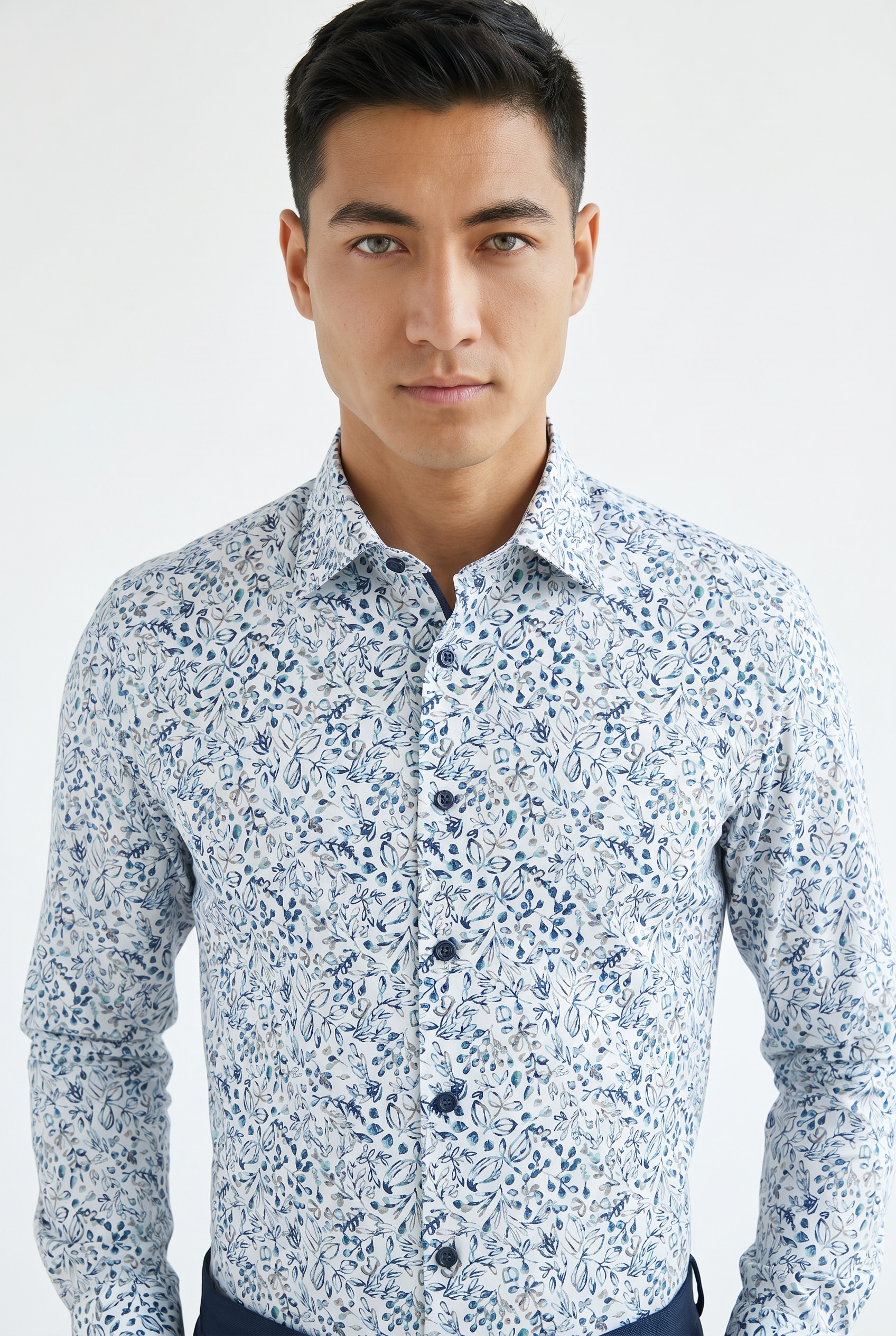 MARVELIS Langarmhemd New York Kentkragen, floraler Print, body fit