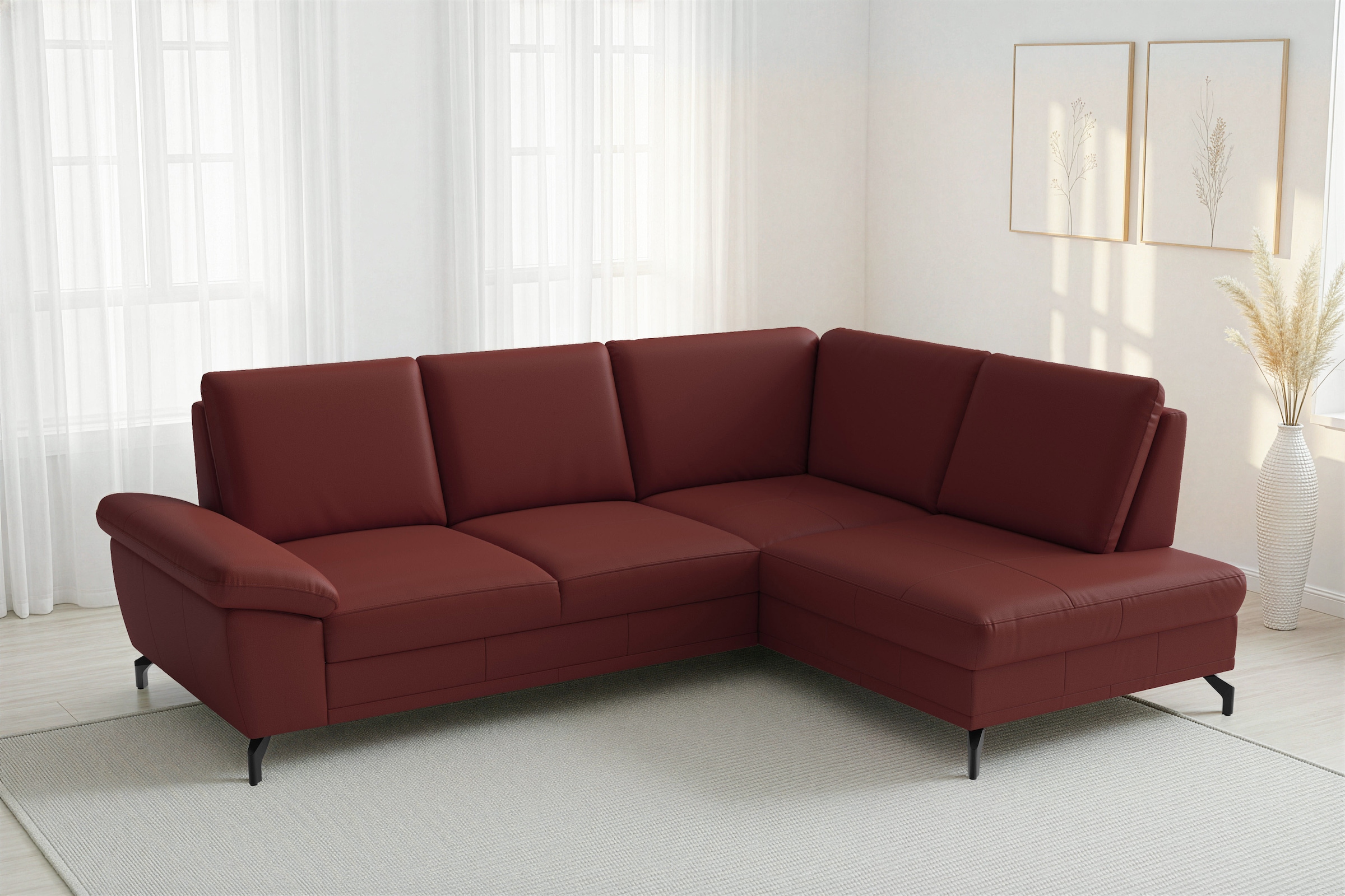 sit&more Ecksofa "Chelsea L-Form, B: 249 cm, Armteil- & Sitztiefenverstellung, Leder" optional mit Schlaffunktion und Bettkasten