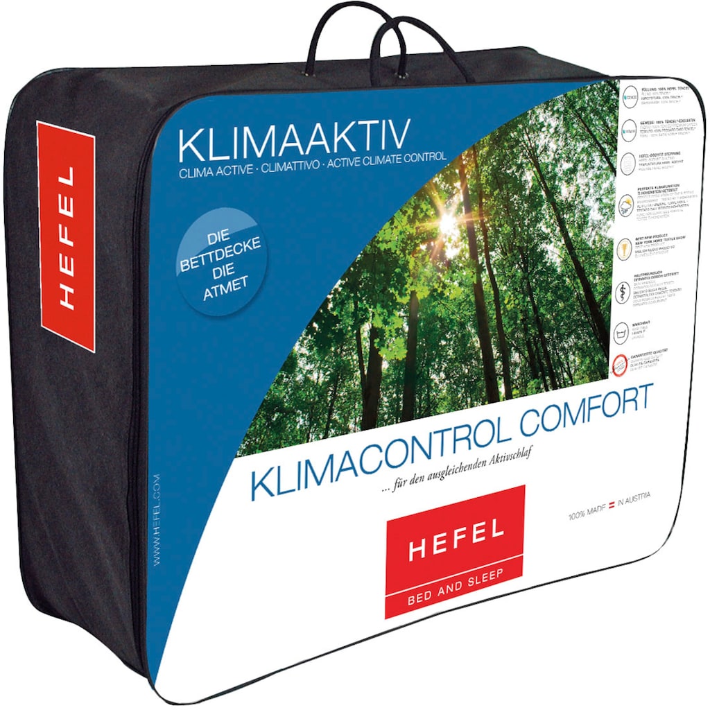 Hefel Naturfaserbettdecke »Klima Controll Comfort«, extraleicht, Füllung Lyocell TENCEL™, Bezug Lycell TENCEL™, (1 St.)