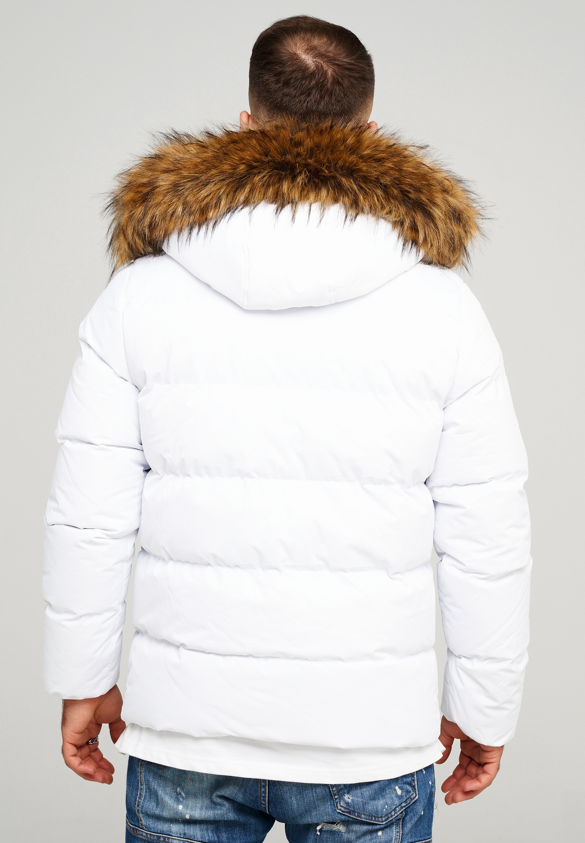 behype Steppjacke »BHBROWNS«, mit abtrennbarer Kunstfellkapuze