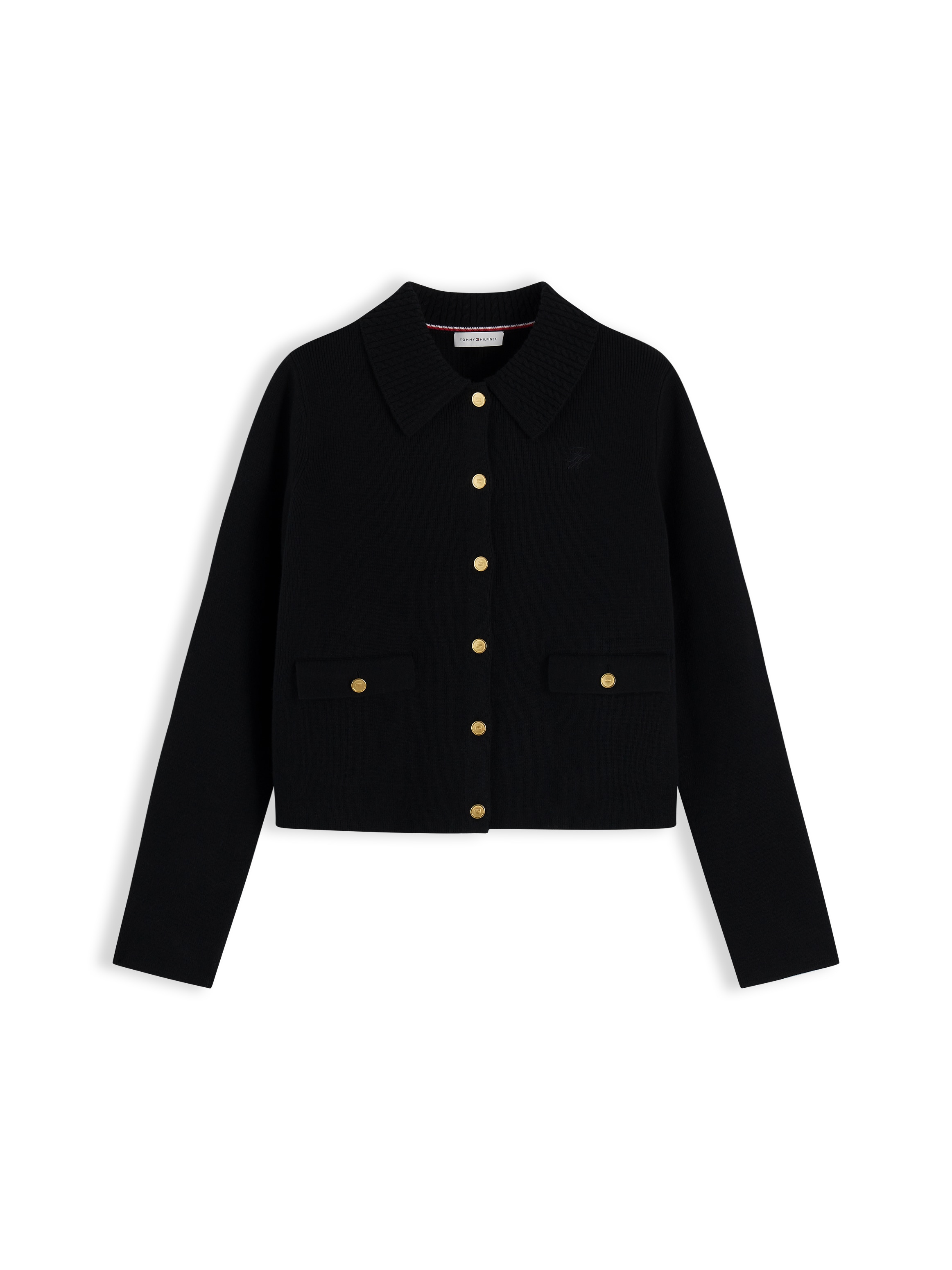 Tommy Hilfiger Strickjacke »B WOOL LADY JACKET GLD BUTTON« Baumwollmischung, mit Wolle