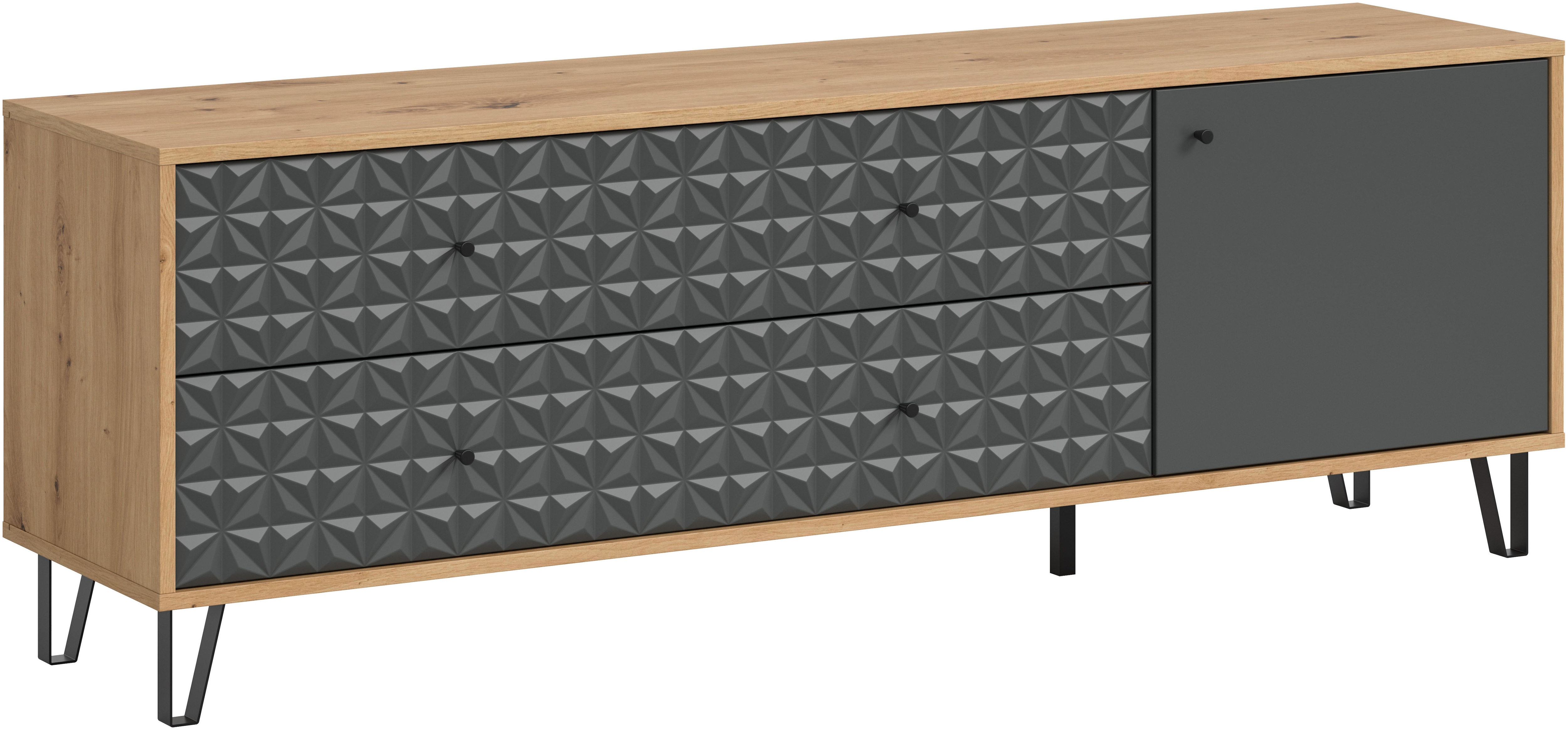 Home affaire Lowboard "VICENZA, Breite 164cm, 1 Tür, 1 Einlegeboden, 2 Fächer, 2 Schubkästen" Kommode, Schrank, Anrichte, Board, Wohnzimmerschrank