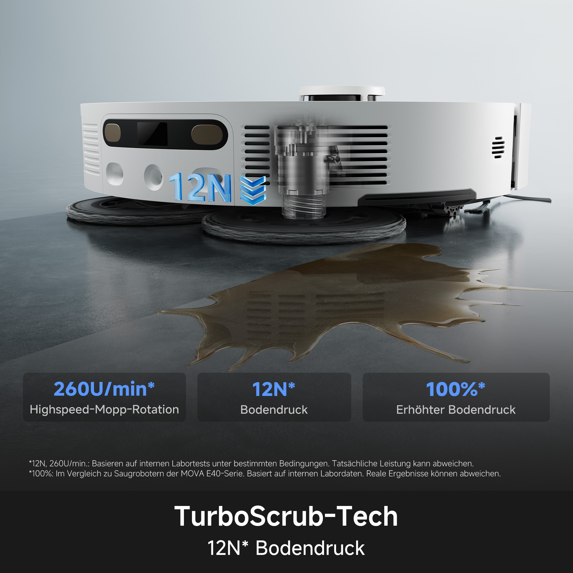 Mova Nass-Trocken-Saugroboter »MOVA E50 Ultra« TurboScrub-Technologie, Auto-Mopptrocknung mit Sprühdüsen