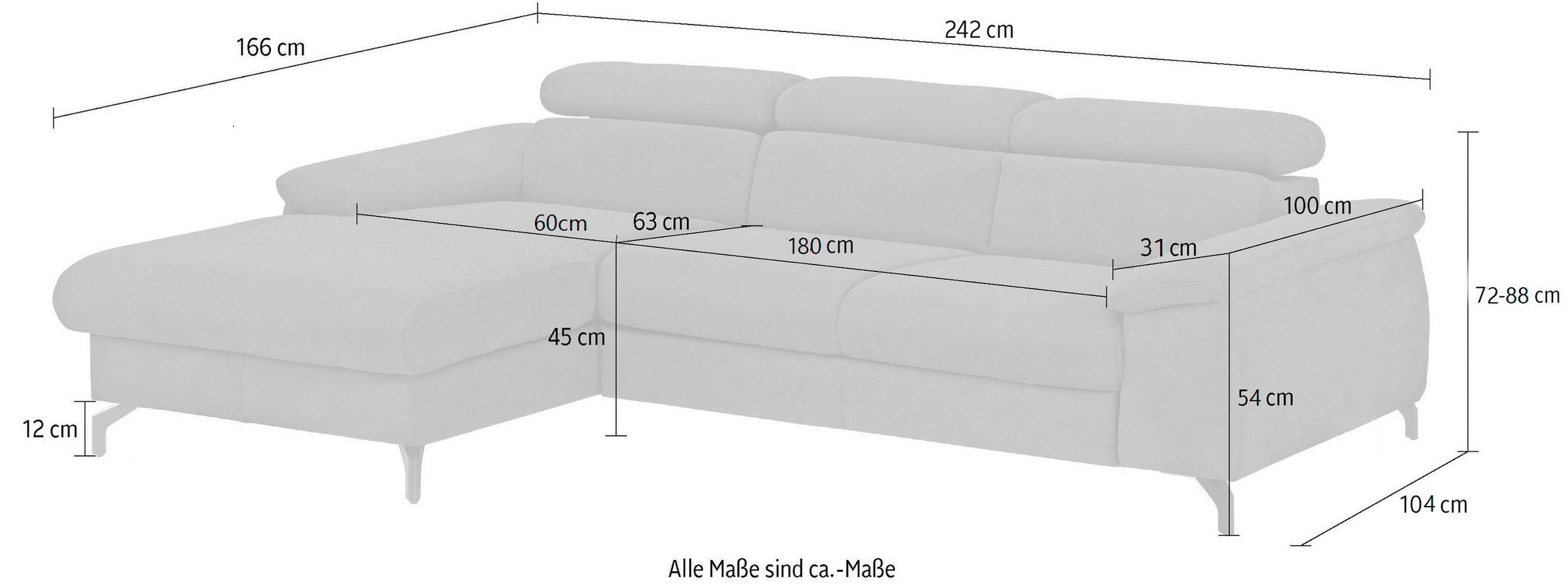 COTTA Ecksofa »Kitty L-Form«, mit Kopfteilverstellung, wahlweise mit Bettfunktion & Bettkasten