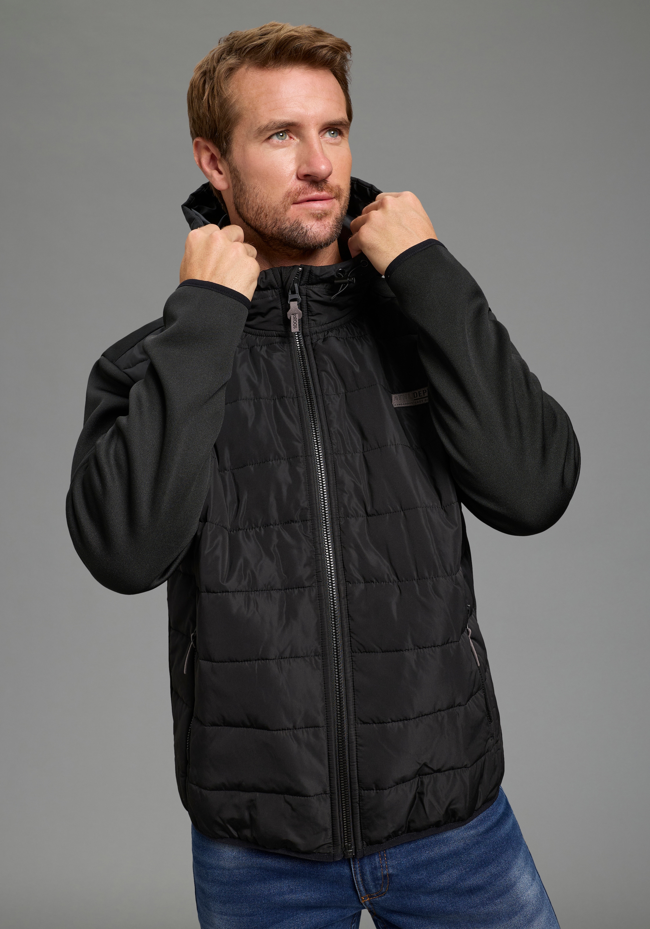 KangaROOS Hybridjacke mit Kapuze mit Kapuze und Kordelzügen, mit Fleece-Inn günstig online kaufen