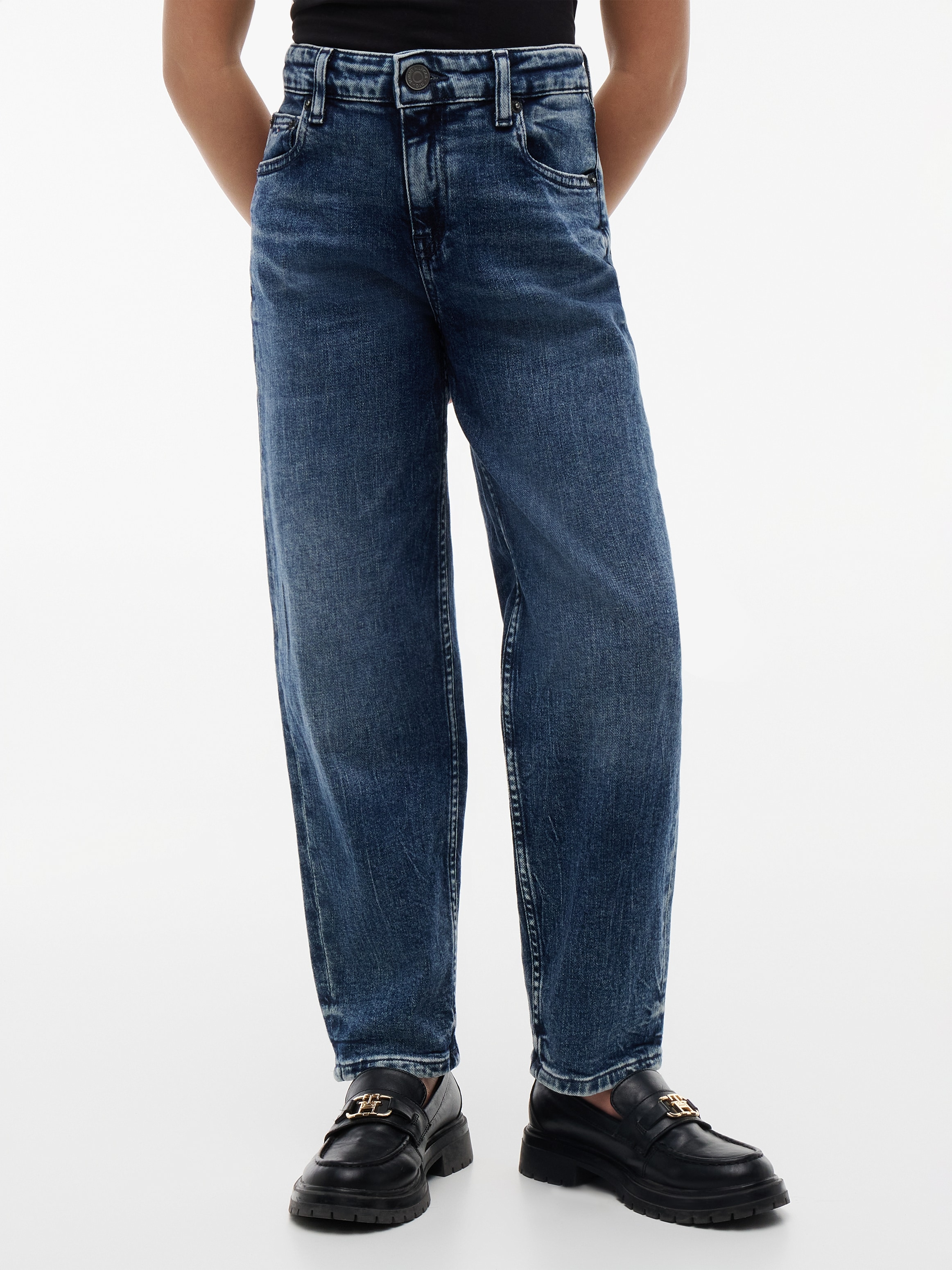 Tommy Hilfiger Tapered-fit-Jeans Barrel Leg Fit, Kinder bis 16 Jahre, hoher Bund