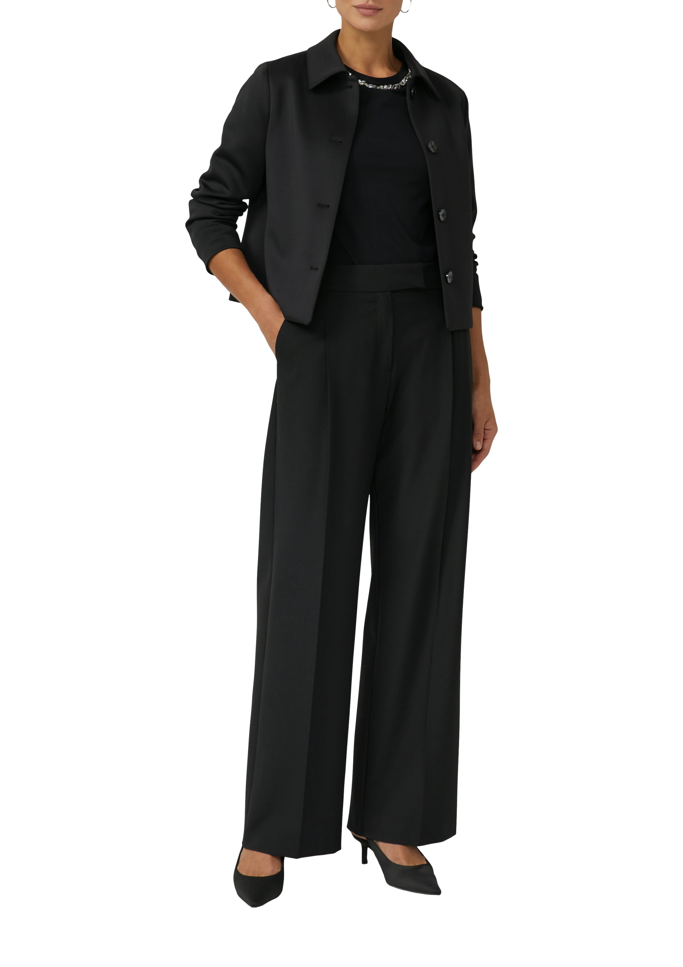 s.Oliver BLACK LABEL Langarmshirt mit Glitzersteinen am Rundhals