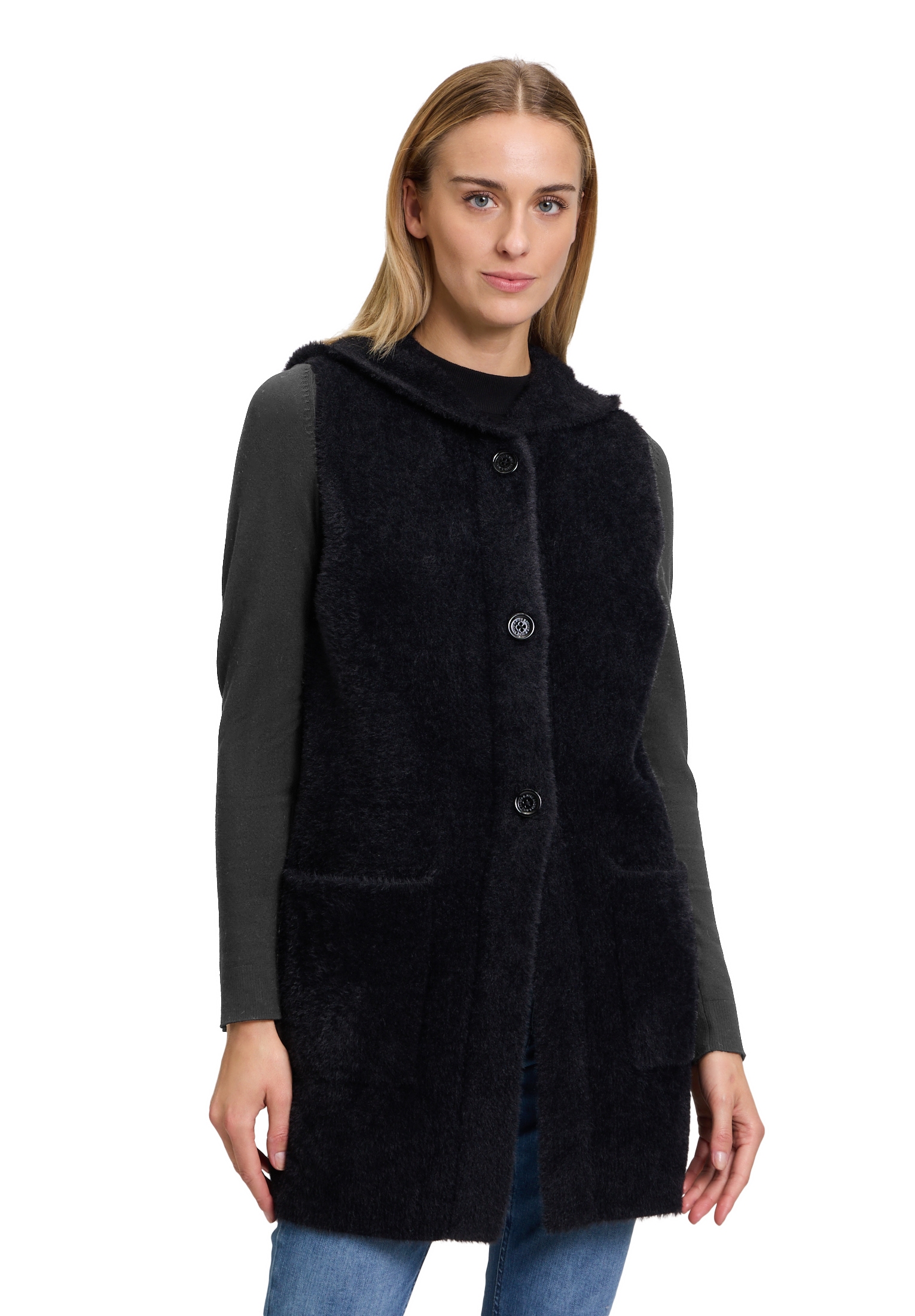 Amber & June Strickweste "Damen mit Kapuze", Material günstig online kaufen