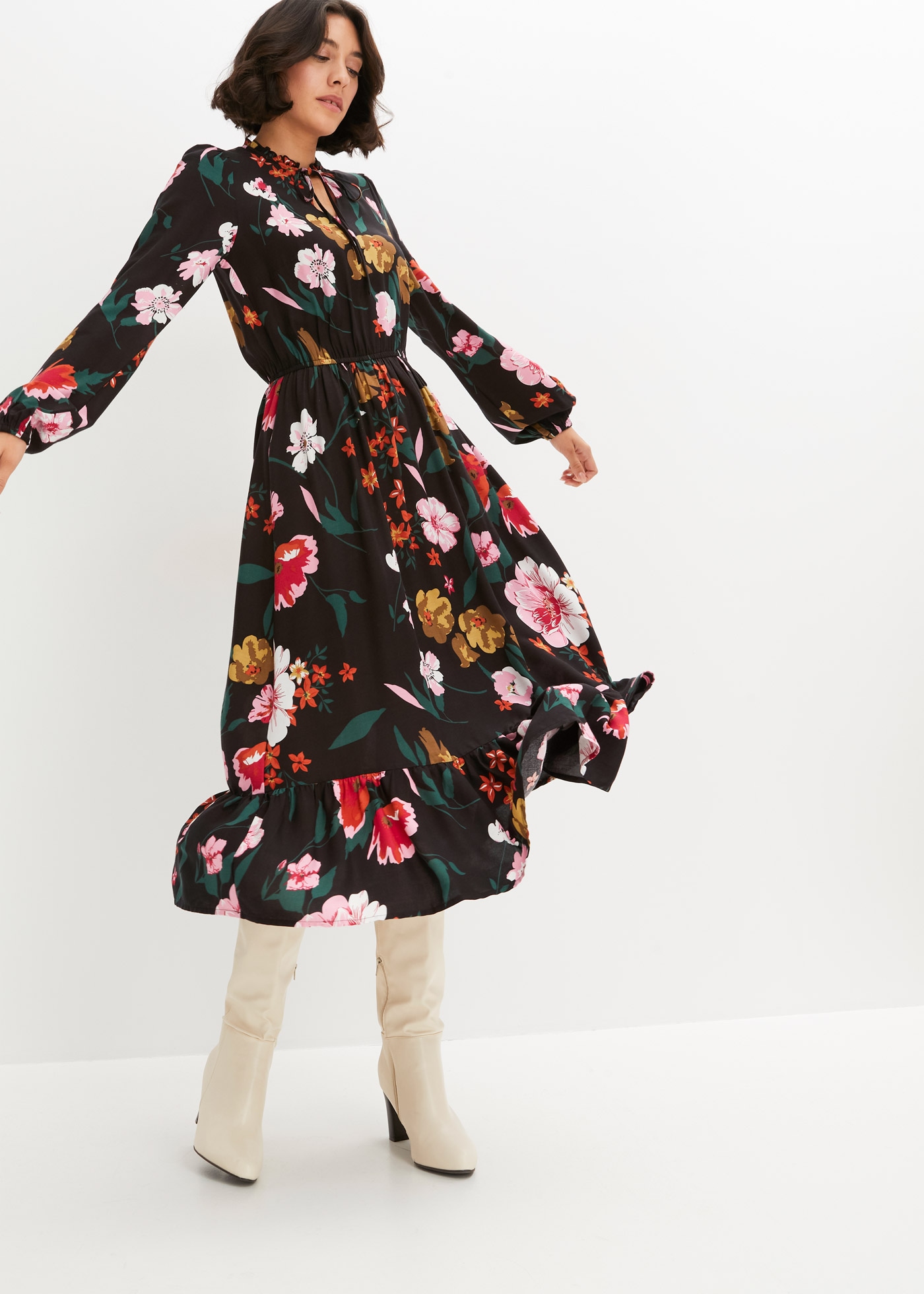 bonprix Midikleid "Midikleid aus fließender Viskose" Midikleid aus fließend günstig online kaufen