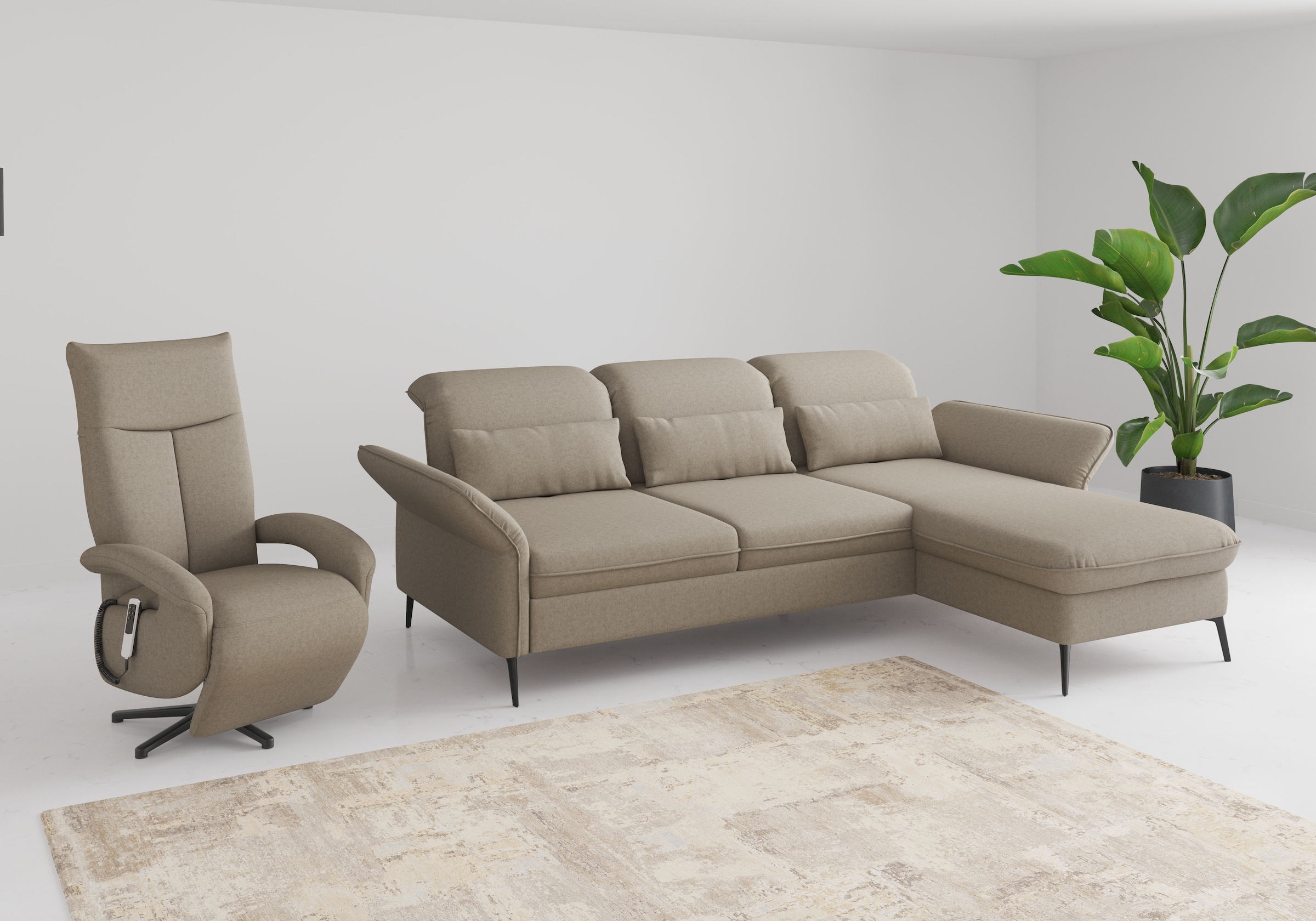 sit&more Ecksofa »Emely«, mit Sitztiefenverstellung optional mit Bettfunktion und Bettkasten
