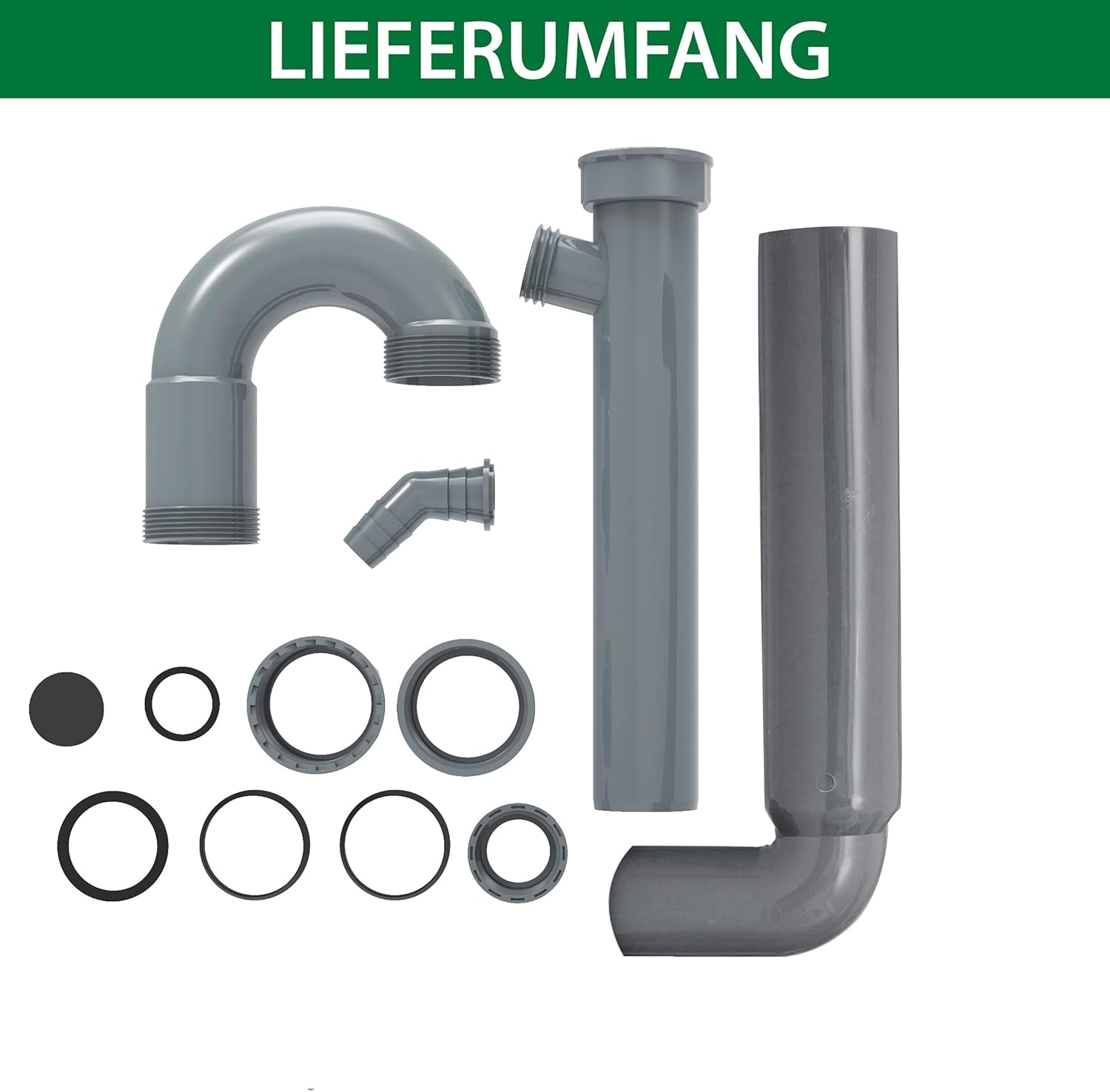 Kirchhoff Siphon »ECO-SAVE«, (Set), KS Spültisch-Röhrensiphon, 1 1/2"IG x 50 mm, mit 3/4" Geräteanschluss
