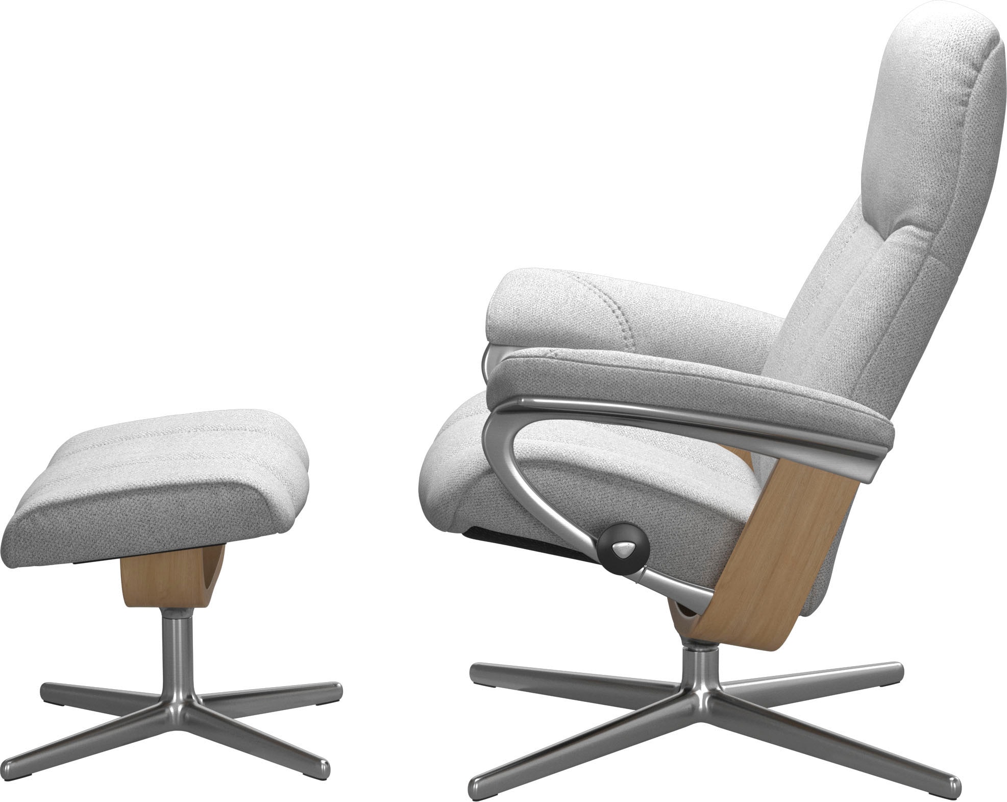 Stressless® Relaxsessel »Consul«, (Set, Relaxsessel mit Hocker), mit Hocker, mit Cross Base, Größe S, M & L, Holzakzent Eiche