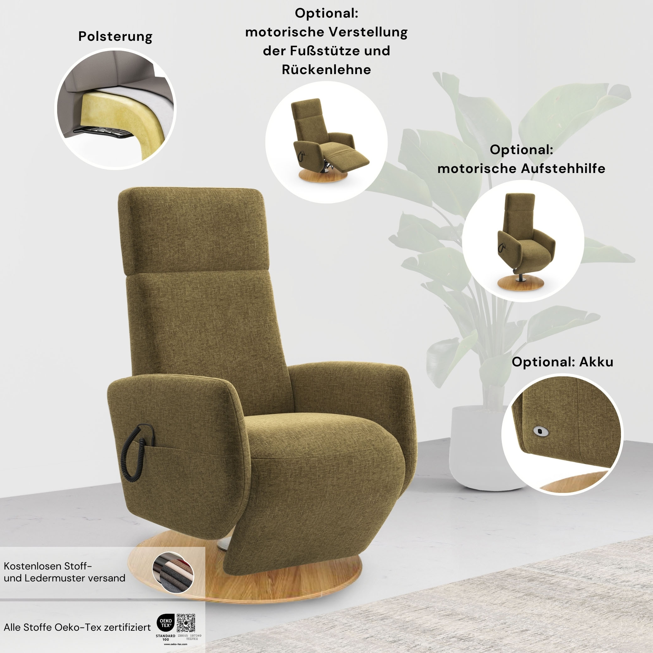 Home affaire TV-Sessel »Rochelle«, (1 St.), TV-Sessel mit Drehfunktion 360 Grad