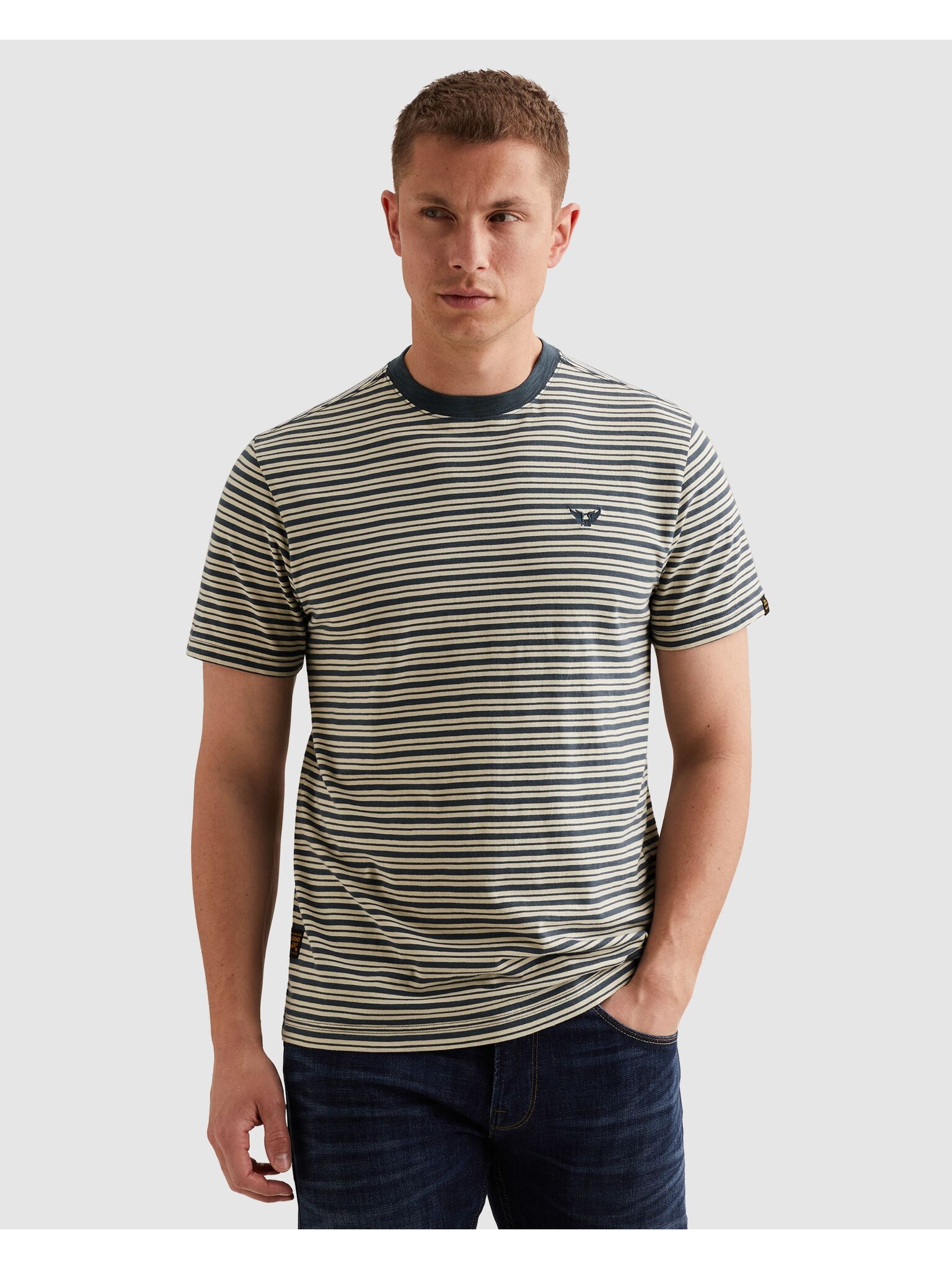 PME LEGEND T-Shirt "T-shirt RH yd stripe jersey" PME-Logo-Stickerei im Brustbereich