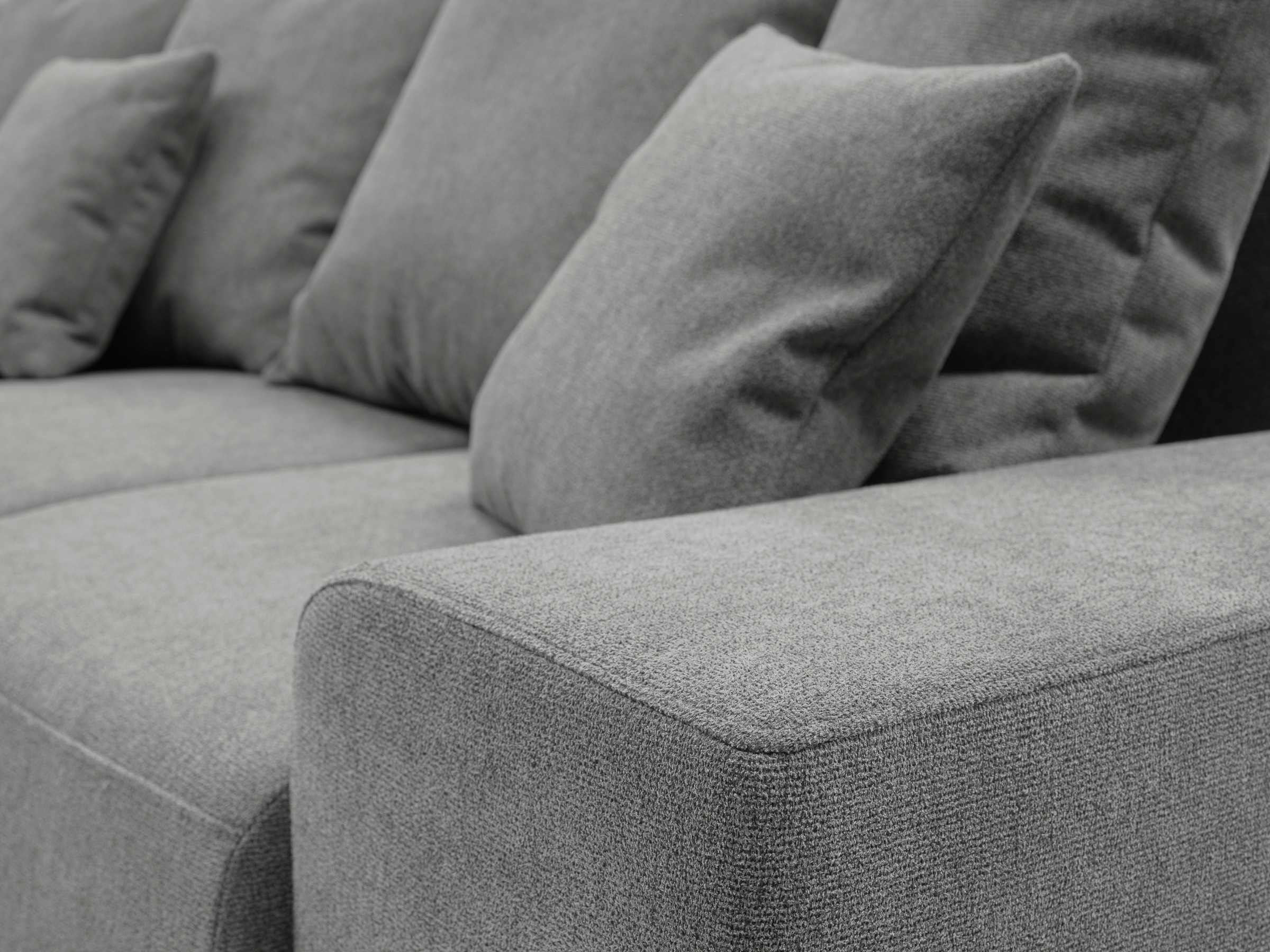 WERK2 Ecksofa »Riwa, modernes Sofa zum Kuscheln und Entspannen, Breite 300cm, L-Form«, Trendiges Ecksofa mit vielen Kissen, Schlaffunktion & Bettkasten