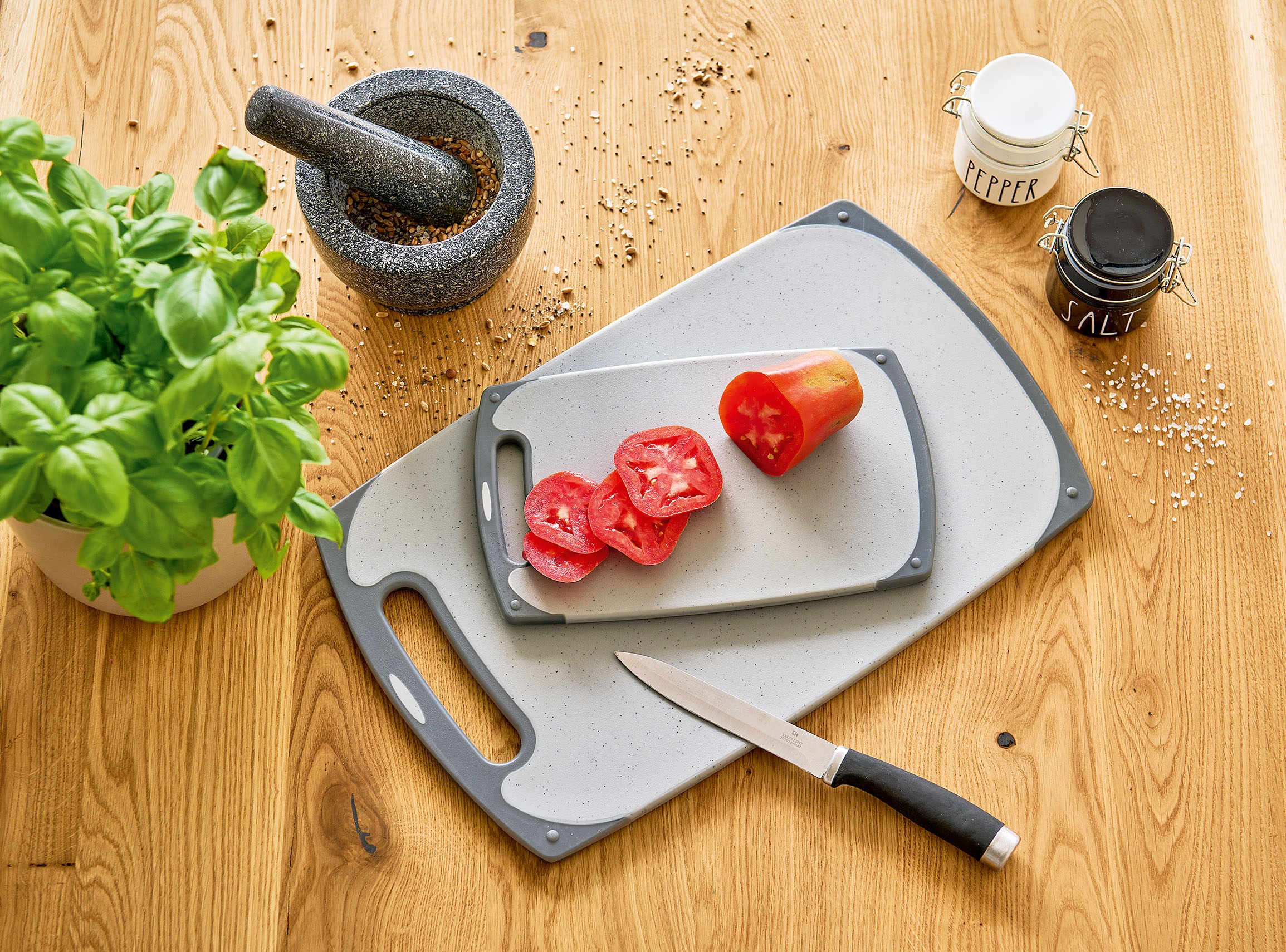 Zeller Present Schneidebrett "Schneidebrett-Set 2-tlg., Kunststoff, grau/an günstig online kaufen