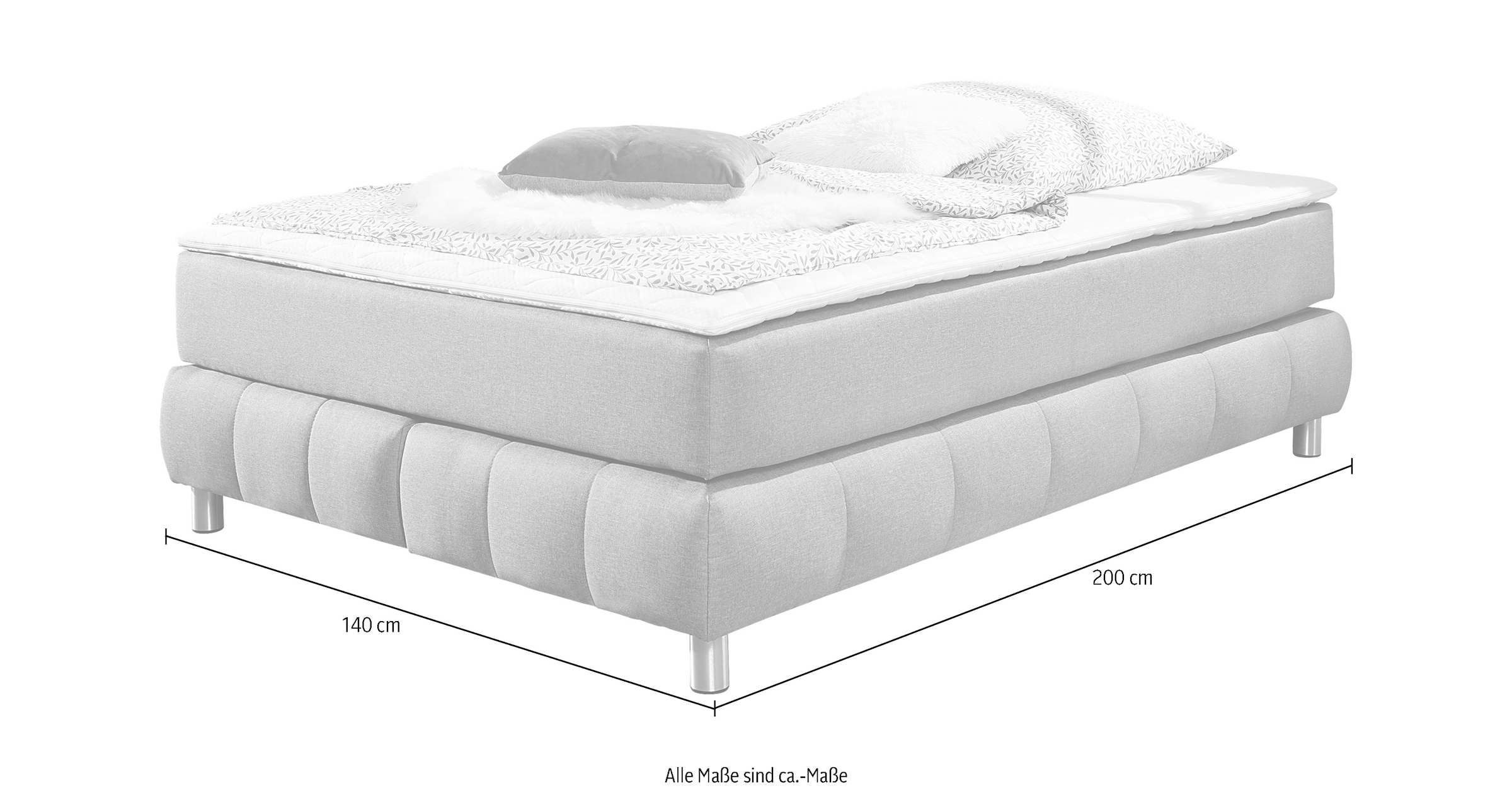 andas Boxspringbett »Salo«, Ohne Kopfteil, inkl. Topper, auch in Überlänge 220 cm