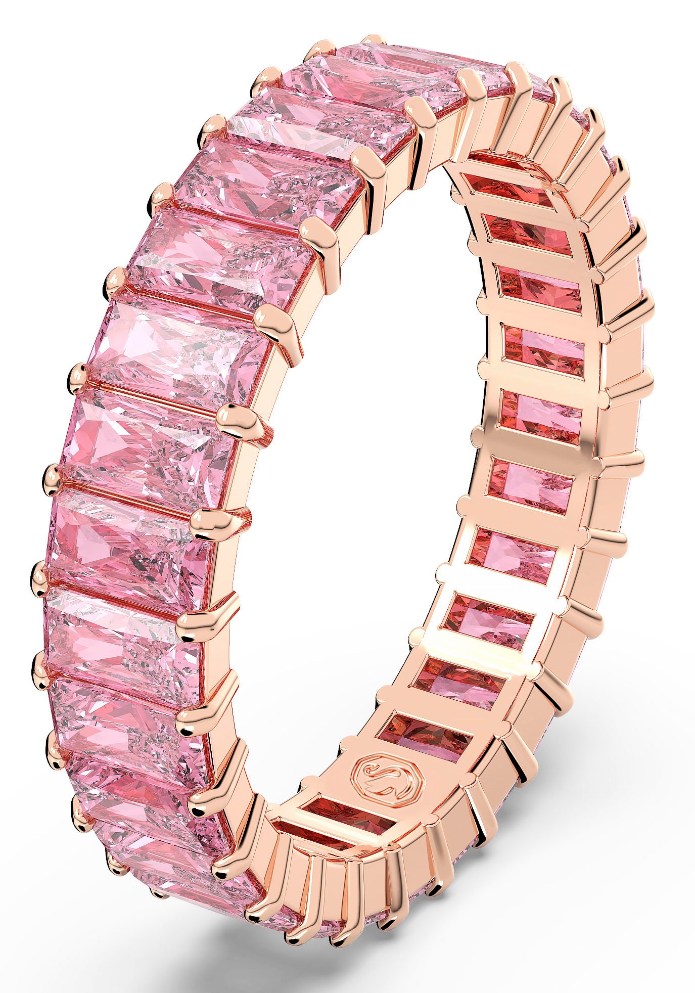 Fingerring SWAROVSKI "Schmuck Geschenk Matrix Ring" Gr. 55, rosa (roségoldfarben, pink), Fingerringe, Damen, 55, Metall, 4,7mm, Fingerring, mit Swarovski Zirkonia (synth.) 3