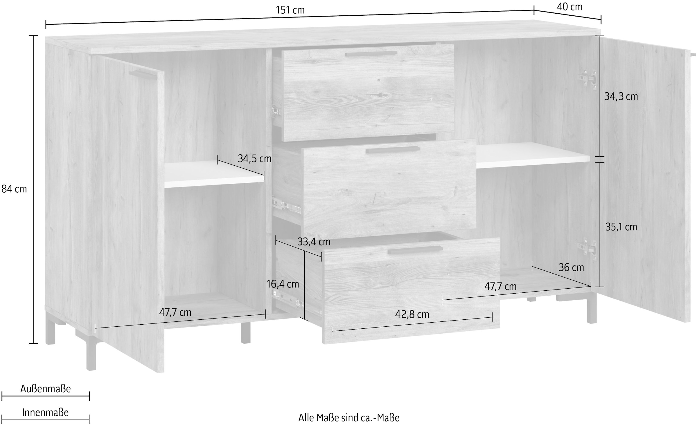 bestellen cm Kommode BAUR 151 »Alternative«, INOSIGN | Breite