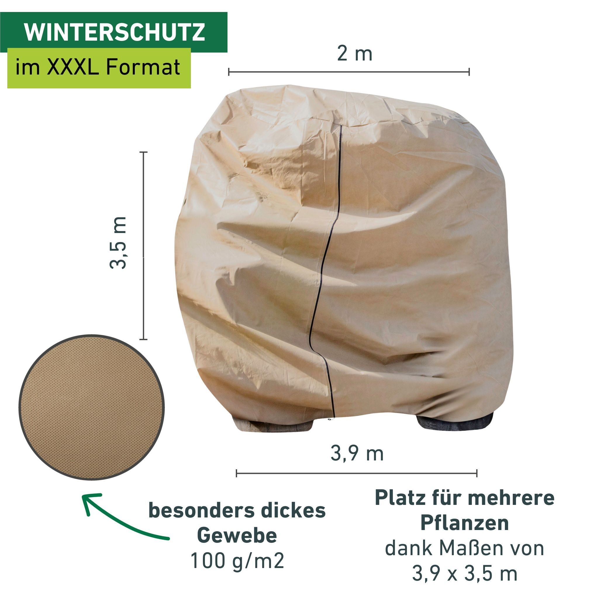 Windhager Winterschutzvlies Vlieshaube, BxL: 390x350 cm