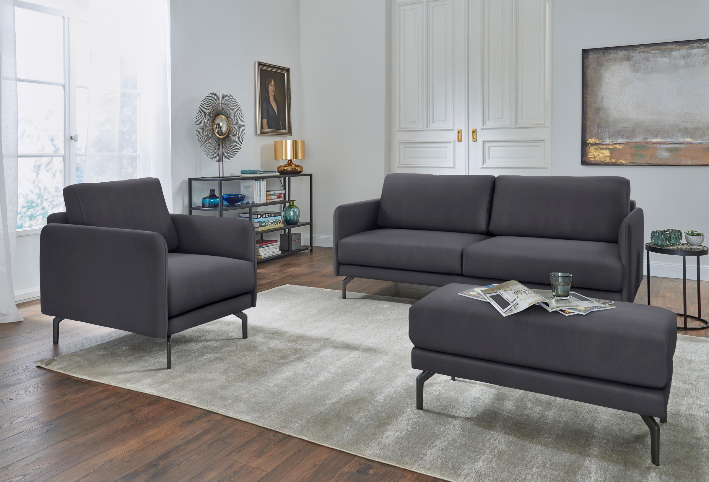 Creation BY ROLF BENZ Sessel »CR.450, Designsessel, Loungesessel«, Armlehne sehr schmal, Breite 70 cm, Alugussfuß Umbragrau