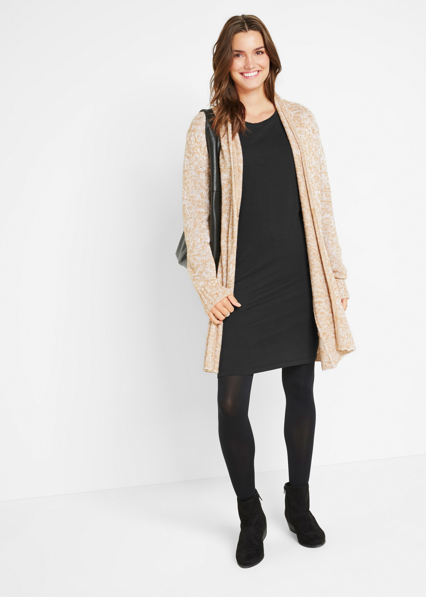 bonprix Jerseykleid »Figurbetontes Jerseykleid (2er Pack)« Packung, 2, 2 Stk. tlg. im 2er Pack und mit Rundhalsausschnitt