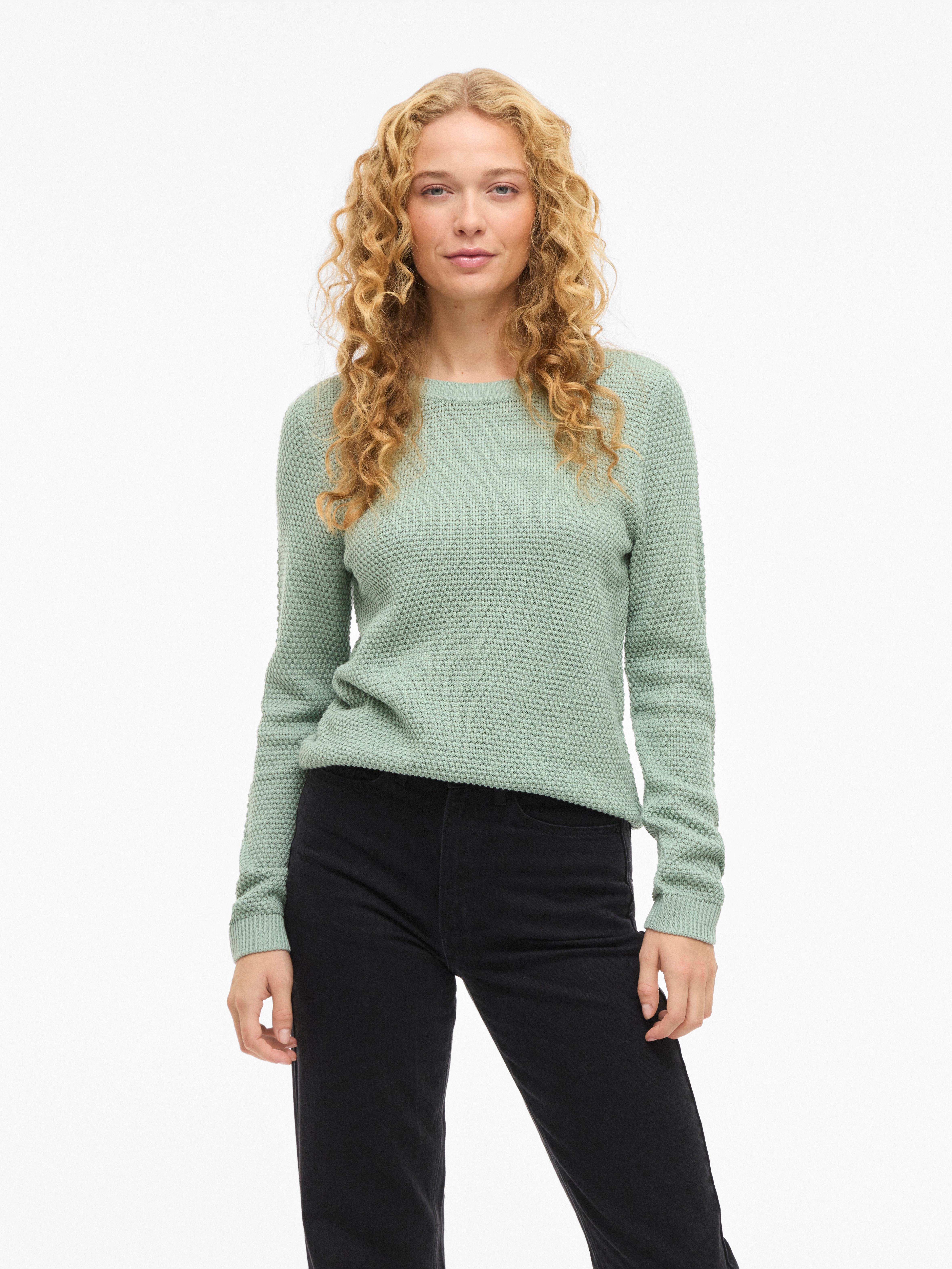 Vila 1100000002199 "VIDALO O-NECK L/S KNIT TOP- NOOS" Baumwolle, regular fit
