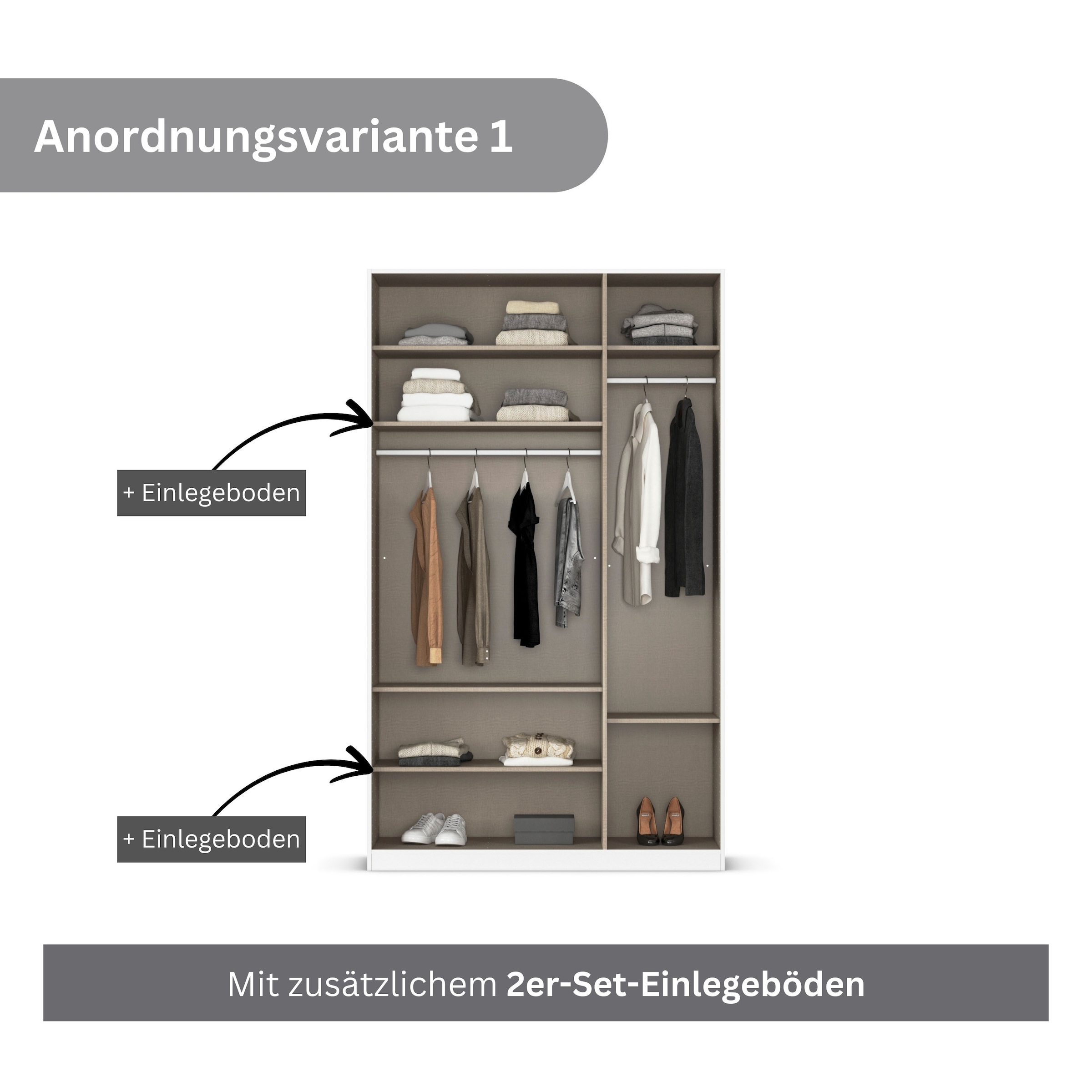 rauch Drehtürenschrank »Kleiderschrank Schrank Garderobe AGORDO TOPSELLER Schlafzimmer«, (in zwei Griff-Farben mit Dekor- oder Hochglanzfront), durchdachte Innenausstattung, in 6 Breiten und 2 Höhen MADE IN GERMANY