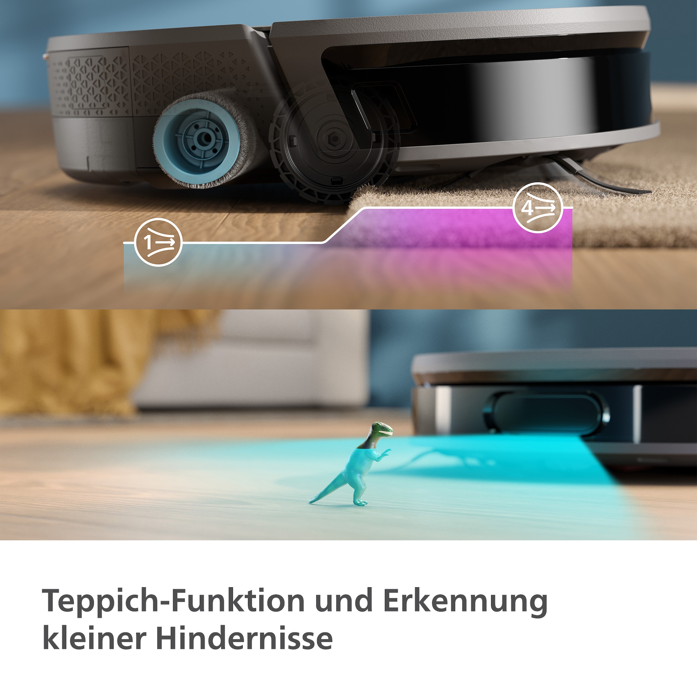Philips Nass-Trocken-Saugroboter »XU9100/10, 280 Min. Akkulaufzeit, mit PowerCyclone Aqua Technologie«, D-ToF-Sensoren, Wischtuch-Hebesystem, inkl. Entleerungsstation
