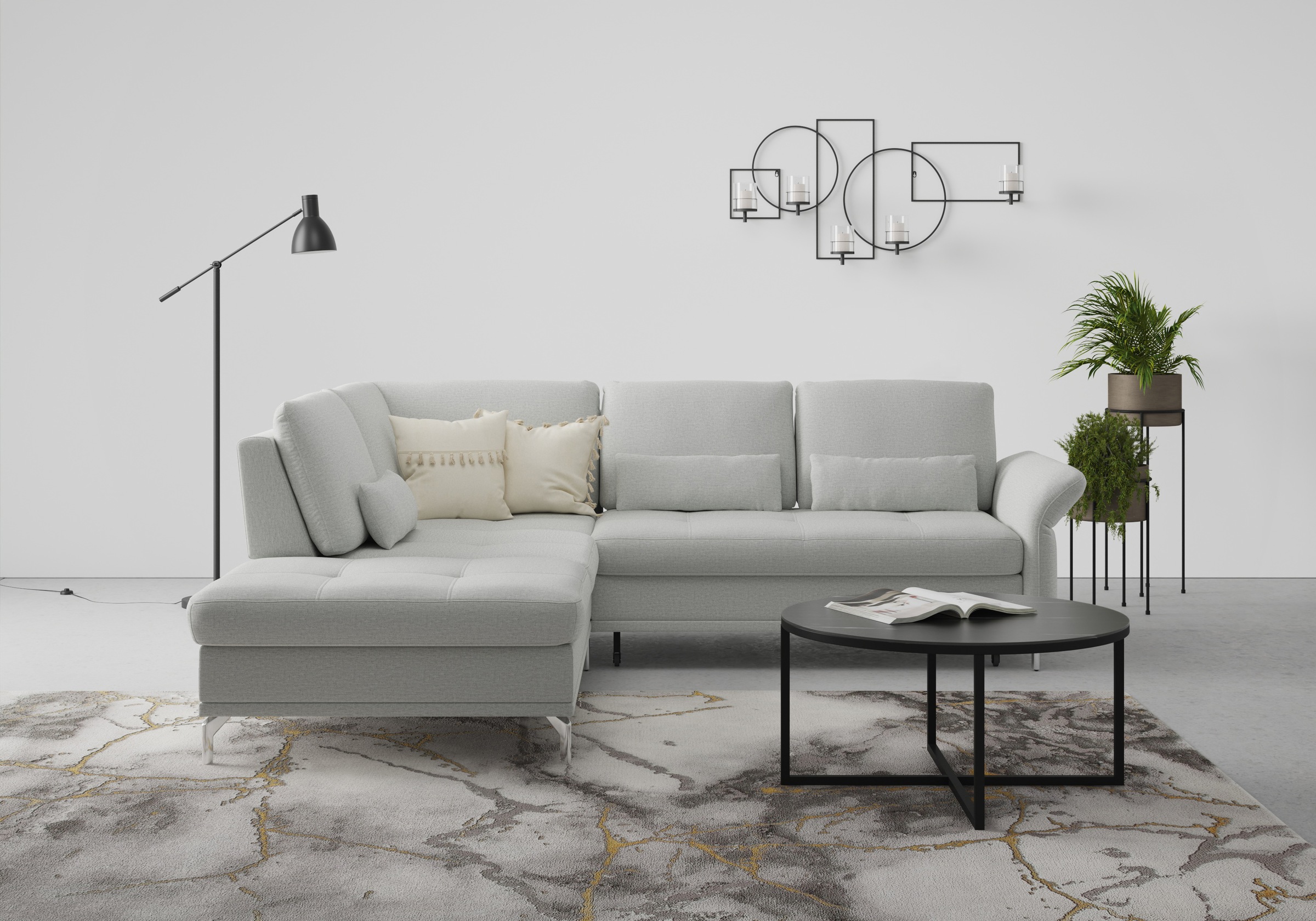 HOME AFFAIRE Palm Beach Corner Sofa Light Gray 5