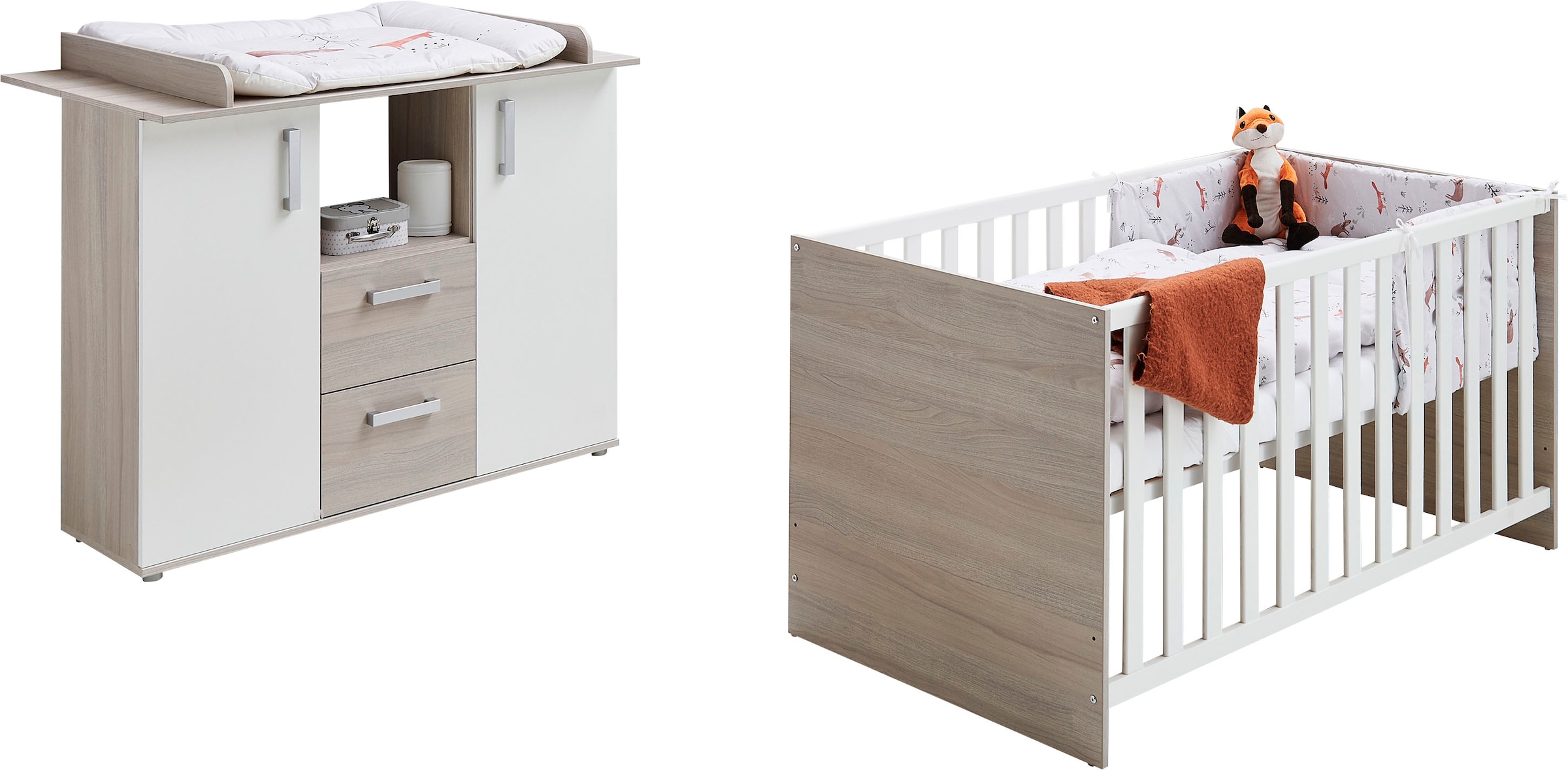 Home affaire Babymöbel-Set "Geert" Spar-Set, Kinderbett, Wickelkommode, 2 S günstig online kaufen
