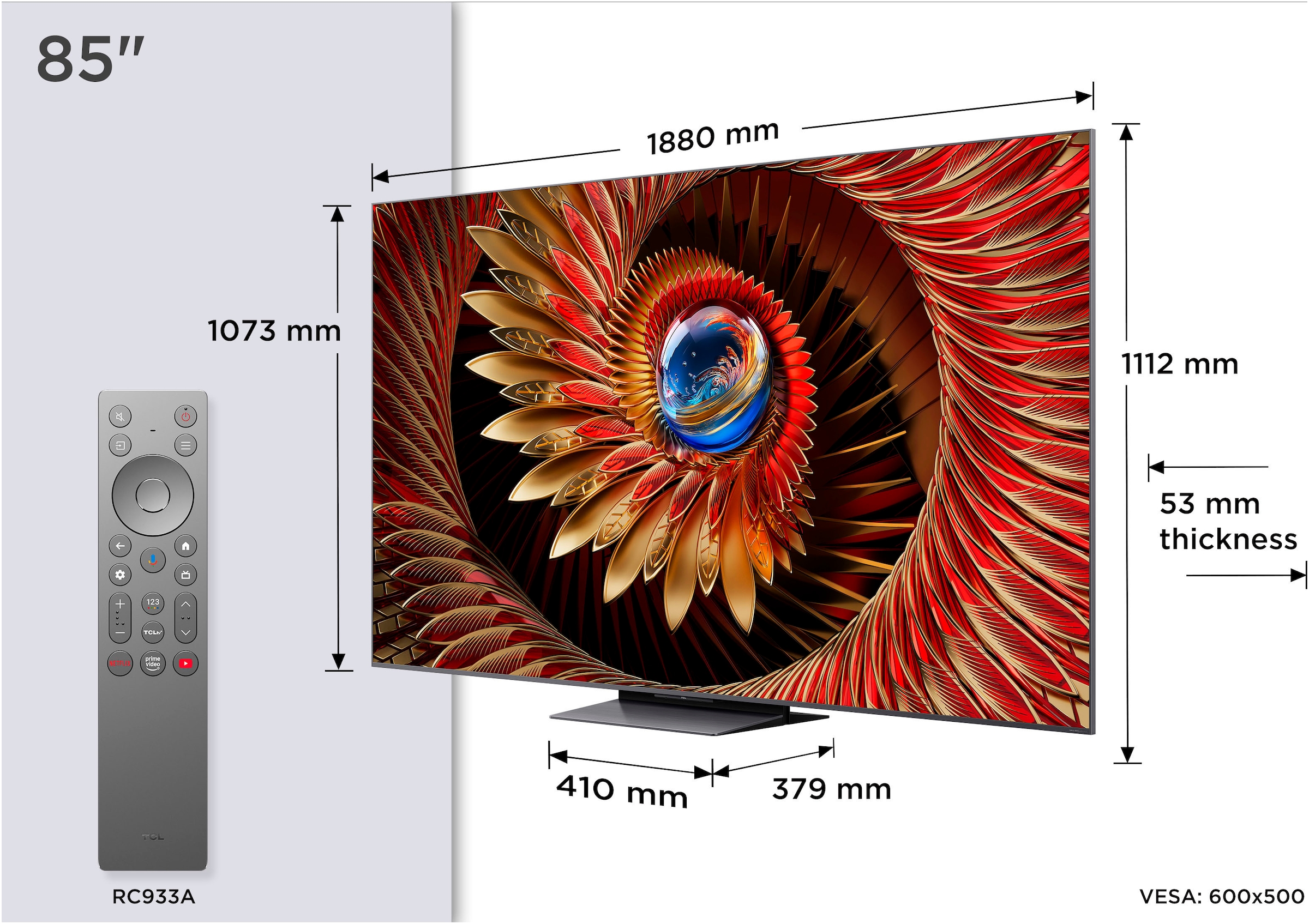 TCL QLED Mini LED-Fernseher »85Q8CX7«, 4K Ultra HD, Google TV-Smart-TV, Audio von Bang & Olufsen, Smart TV, Apple TV, 144Hz, 4K HDR, Multi-HDR