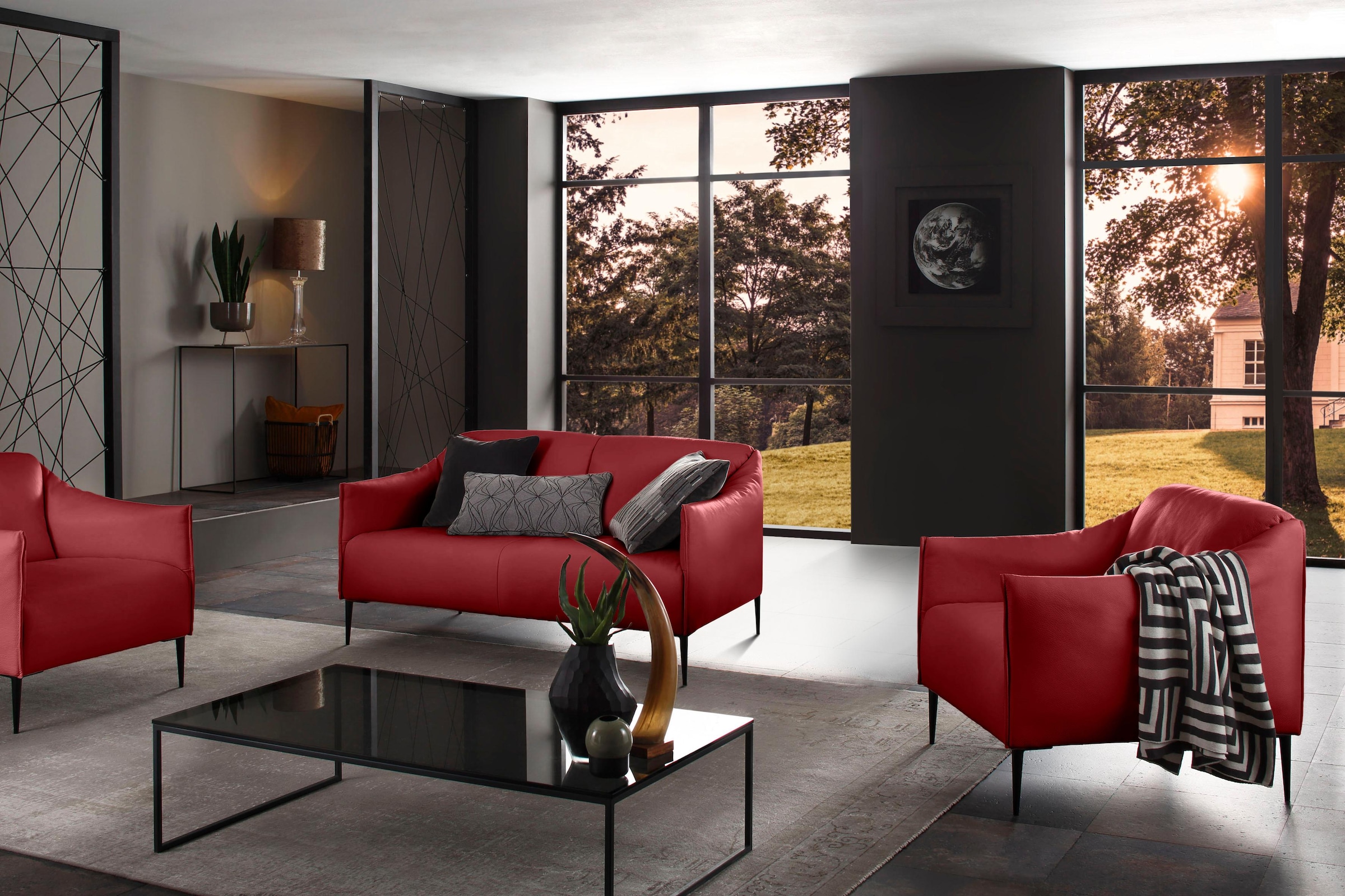 W.SCHILLIG 2-Sitzer »sally Design-Sofa, Loungesofa, bequem, schmale Armlehnen, Breite 154cm« mit Metallfüßen in Schwarz pulverbeschichtet, Breite 154 cm