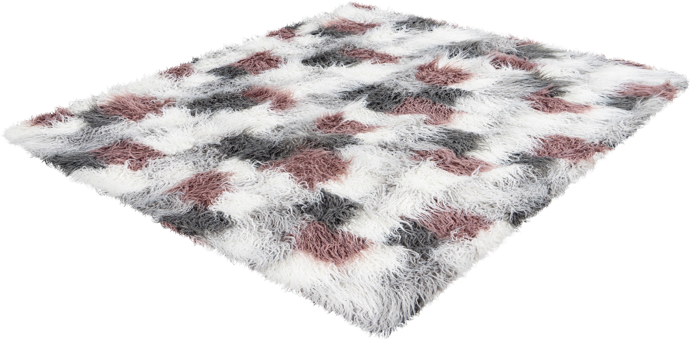 Obsession Hochflor-Teppich »My Boogie 931«, rechteckig, 75 mm Höhe, Kunstfell, Tibetfell Optik, weicher Hochflor, modern, kariertes Design