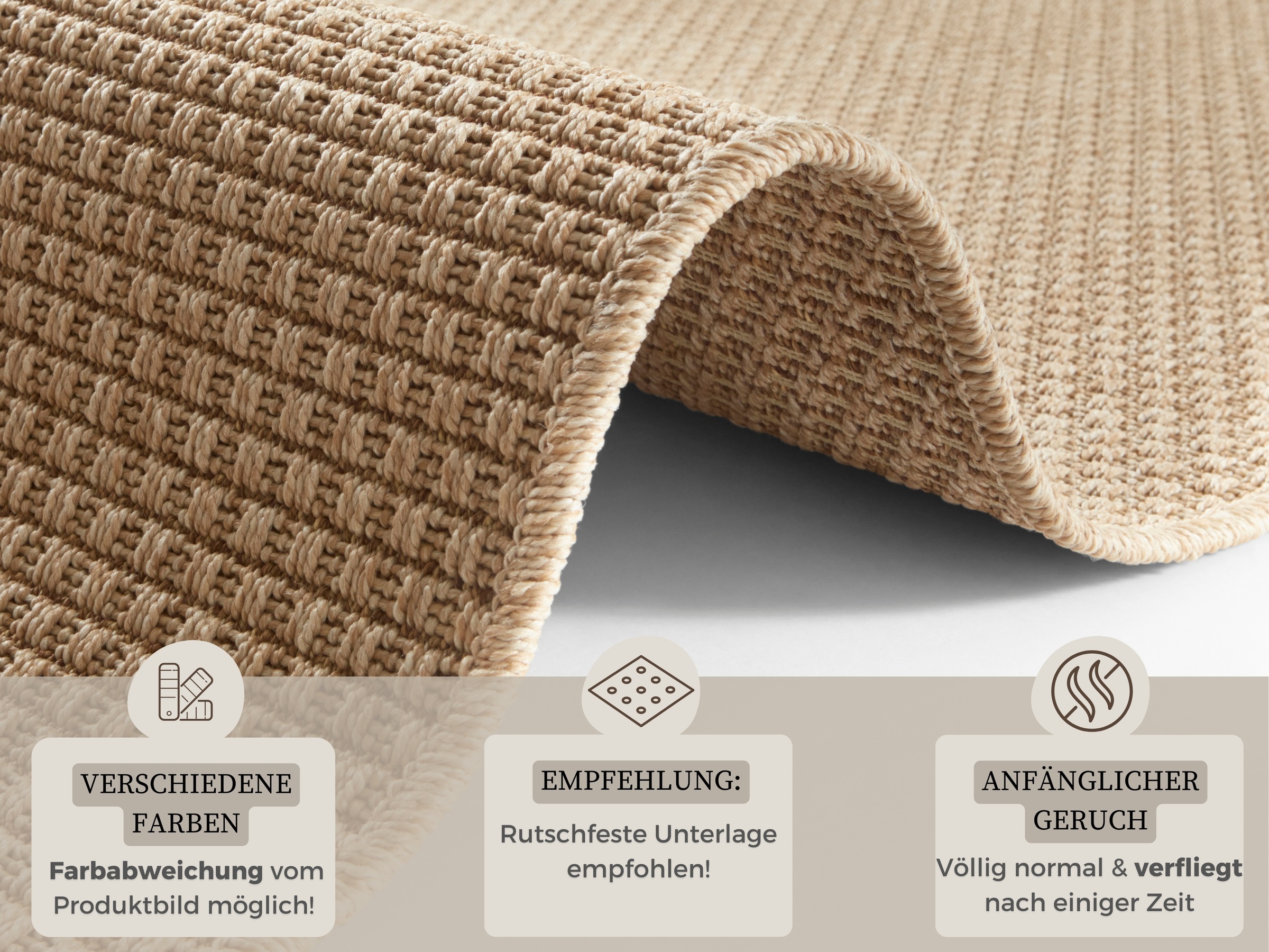 Läufer HANSE HOME "Nature 600" Gr. 53, beige, B:80cm H:5mm L:150cm, Polypropylen (PP), Teppiche, Läufer, Flachgewebe, In- & Outdoor, Rutschfest, Flur, Küche, Garten, Terrasse 3