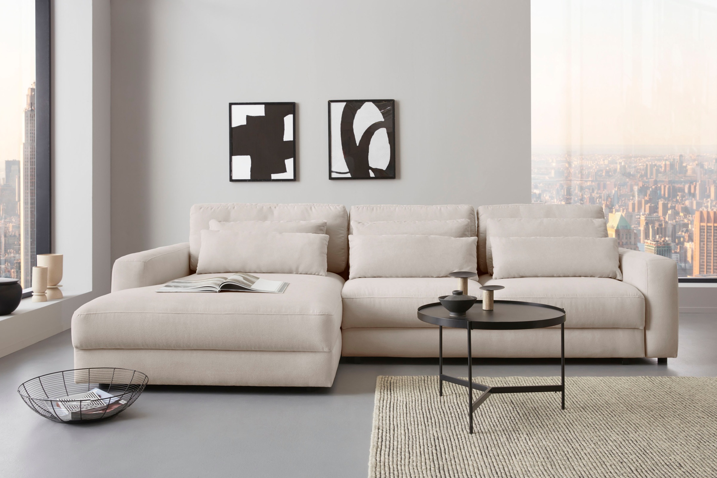 Home affaire Ecksofa "Bloomfield, bequem und elegant, Breite 303cm, L-Form" mit Bettfunktion und Bettkasten, Unser Dauertiefpreis