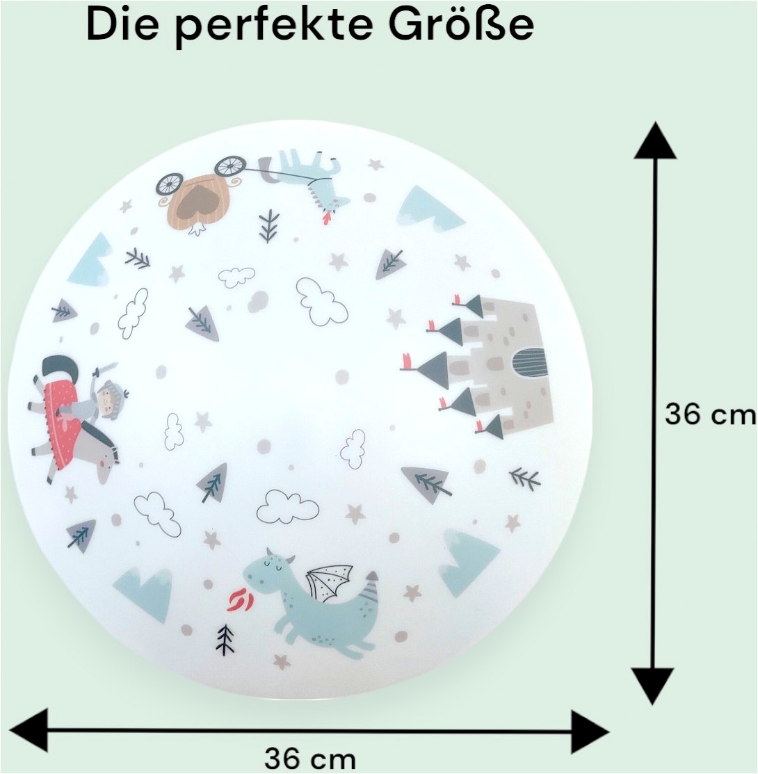niermann Deckenleuchte »Kinderlampe mit Motiv "Ritter Theo", Kinderzimmer« E27 1 Stk. bruchsichere Deckenschale