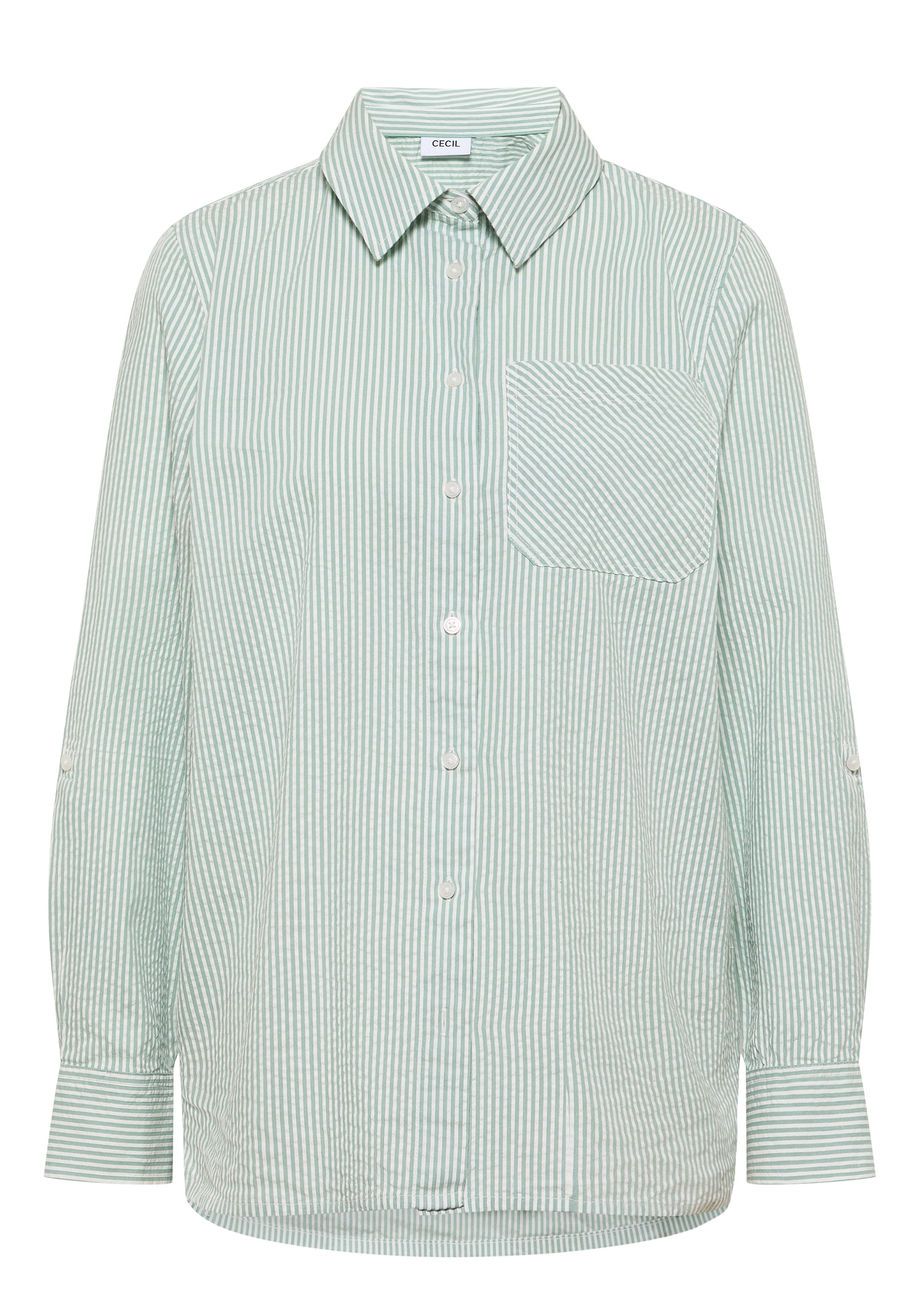 Cecil Langarmbluse mit gestreiftem Seersucker-Look