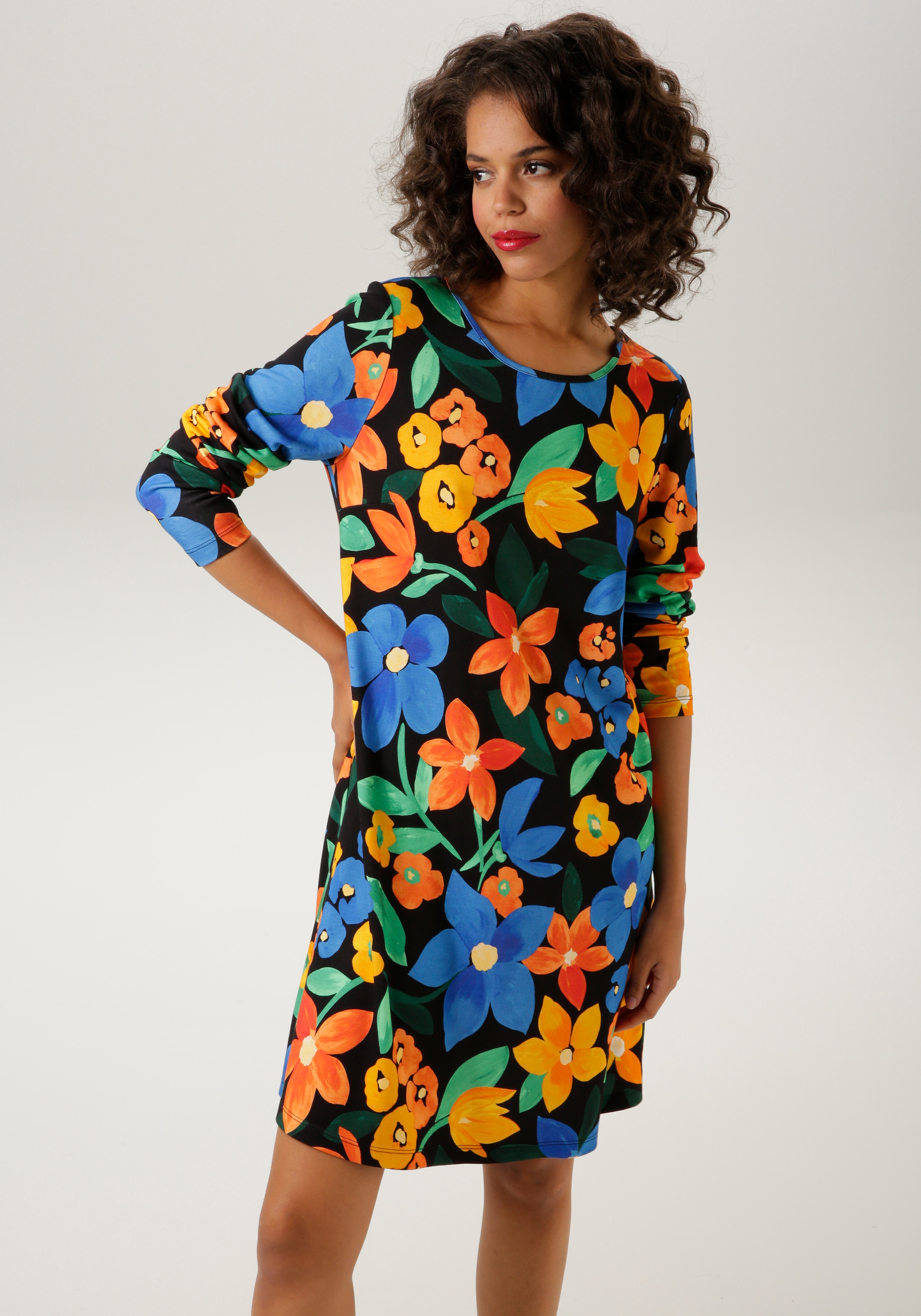 Aniston CASUAL Minikleid, für BAUR | KOLLEKTION NEUE großflächigem - kaufen mit Blumendruck
