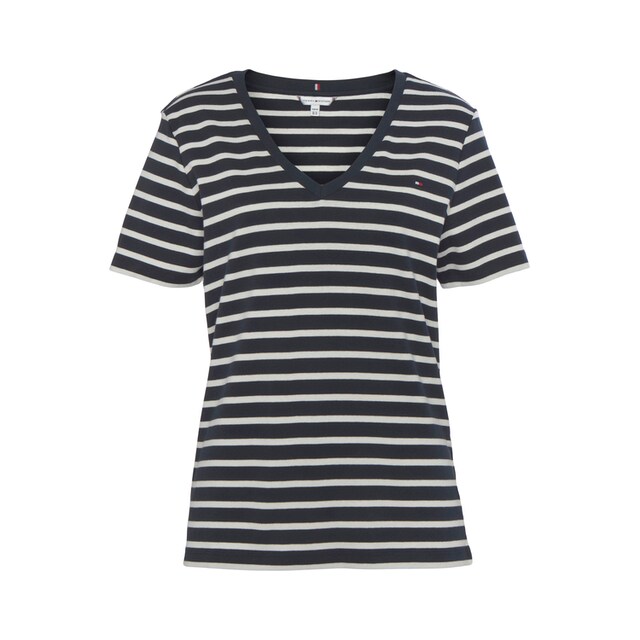 Tommy Hilfiger Curve V-Shirt »CRV SLIM CODY RIB V-NECK SS«, PLUS SIZE CURVE,mit  Tommy Hilfiger Logo-Stickerei für bestellen | BAUR