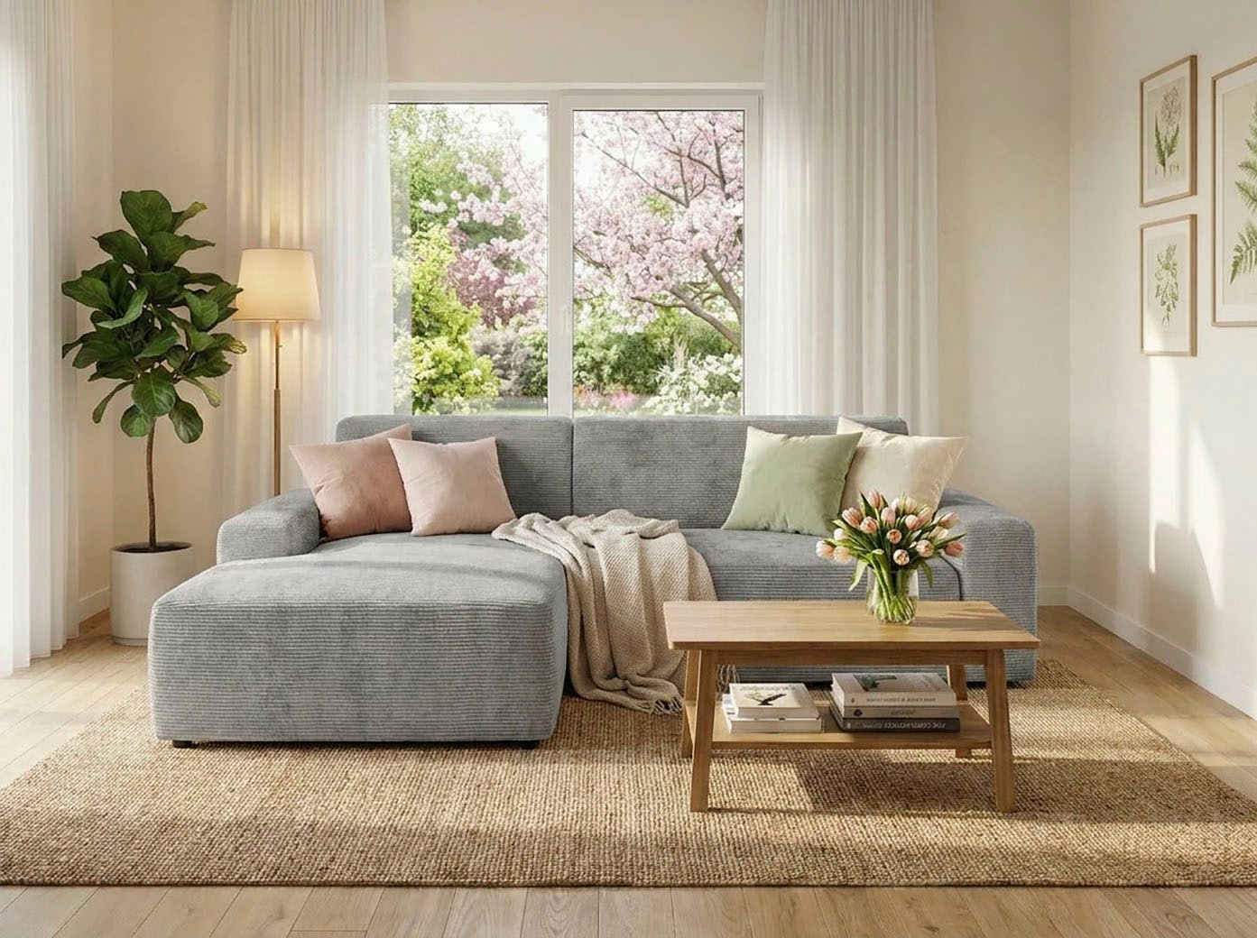 TRENDMANUFAKTUR Ecksofa "Wien, wahlweise mit Sitzvorschub und Bettkasten, Breite 246 cm" L-Form, in trendigem Cordstoff