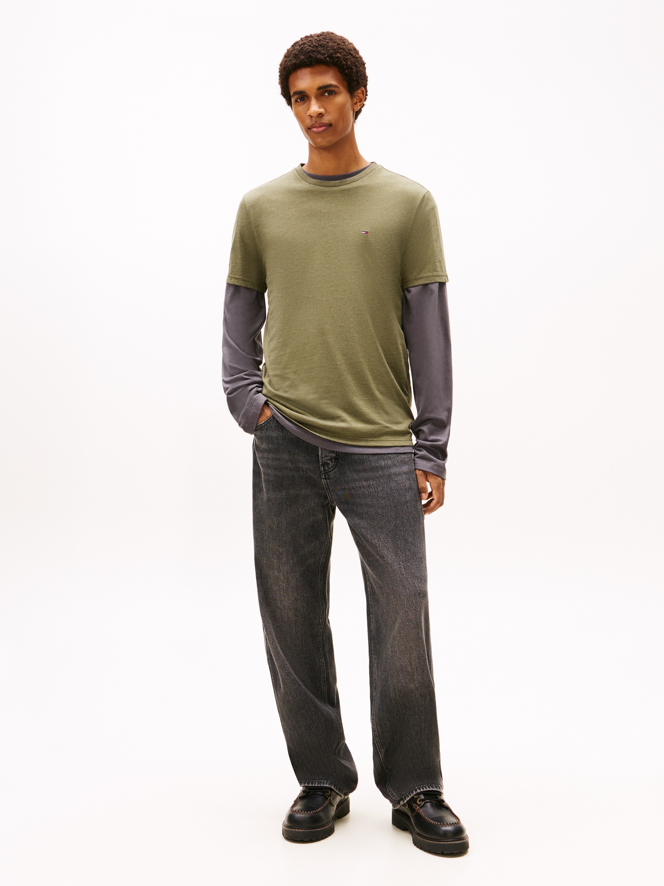 Thumbnail - Tommy Jeans T-Shirt "TJM XSLIM JASPE HTR TEE EXT" Mit Rundhalsausschnitt