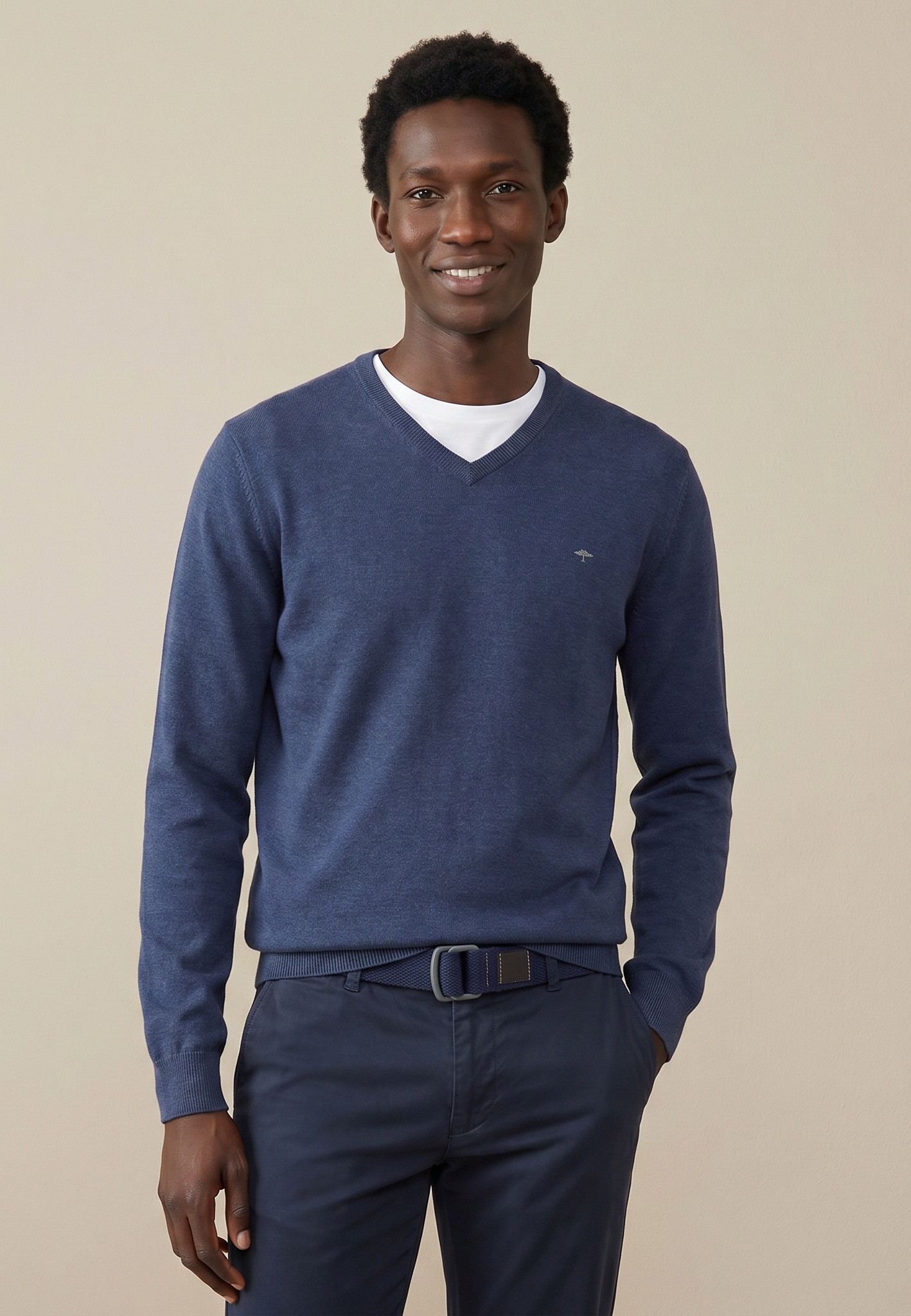 FYNCH-HATTON Strickpullover »FYNCH-HATTON Pullover mit V-Kragen« aus Baumwolle, mit V-Ausschnitt, bequeme Passform