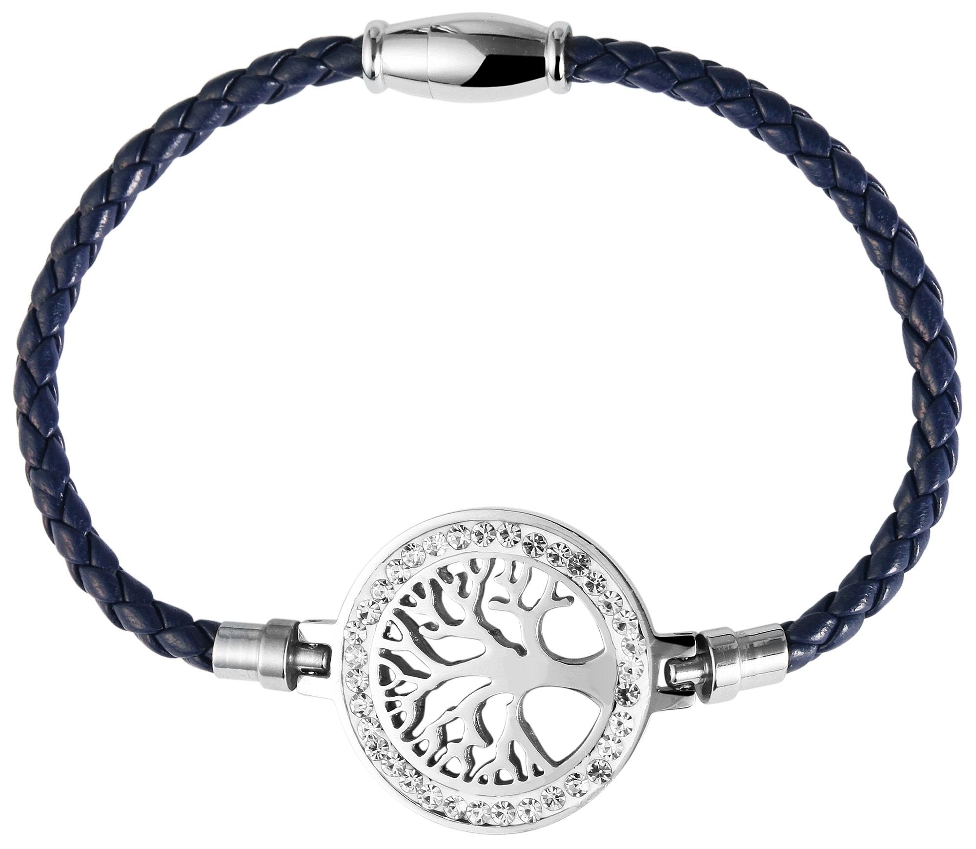 Adelia´s Armband »Damen Armband – Lebensbaum aus Leder mit Strass Steinchen 18 cm« Ideal als Geschenk für besondere Anlässe