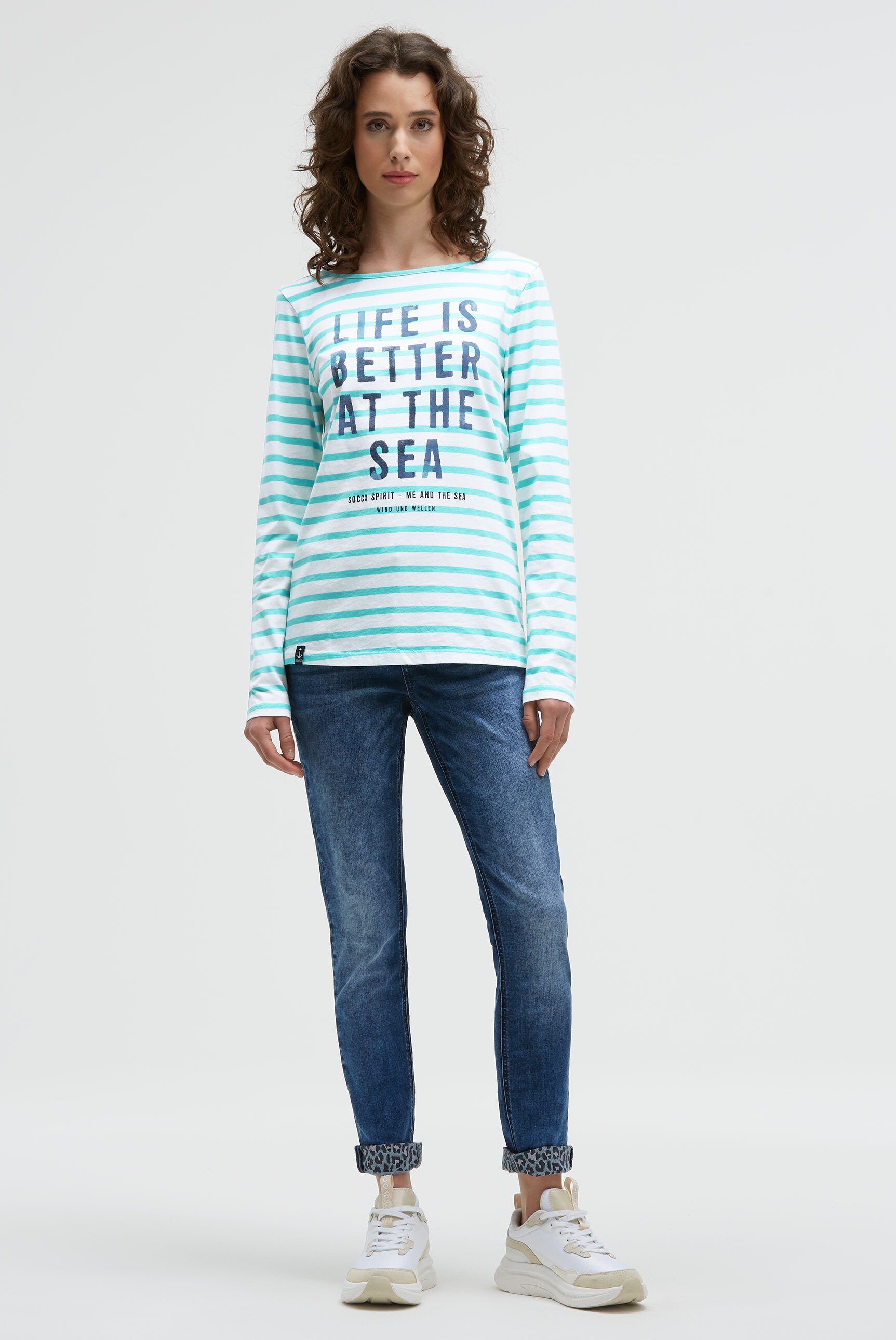 SOCCX Rundhalsshirt mit U-Boot-Ausschnitt