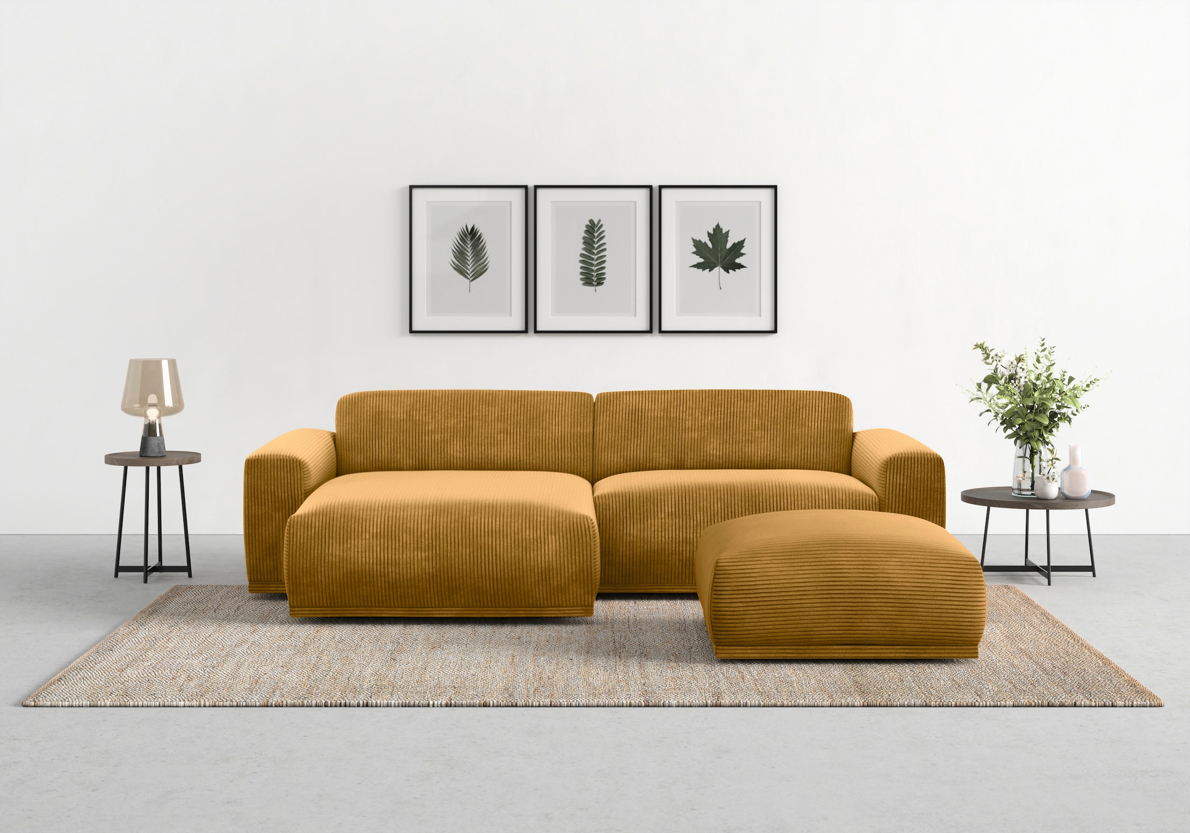 TRENDMANUFAKTUR Ecksofa »Braga, mit hochwertigem Kaltschaum, L-Form, in Cord erhältlich«, (2 St.), modernes Sofa, Couch mit hohem Sitzkomfort, 255/72/160 cm (B/H/T)