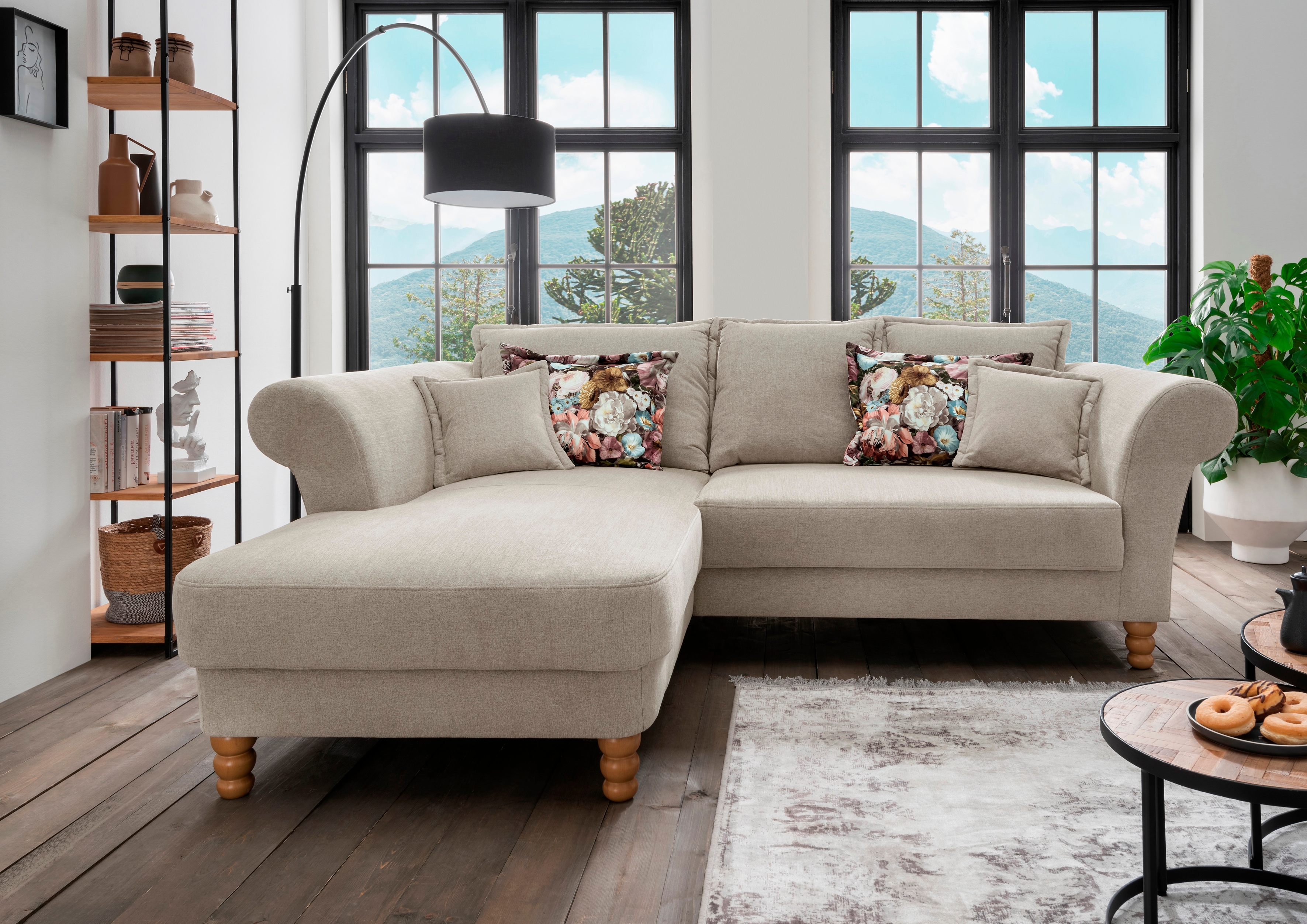 Home affaire Ecksofa "Tassilo Mega Polsterecke mit Kaltschaum im Sitz, bequem, L-Form" hoher Sitzkomfort, Breite 262cm, Komfortsitzhöhe 48cm, zeitlos elegant