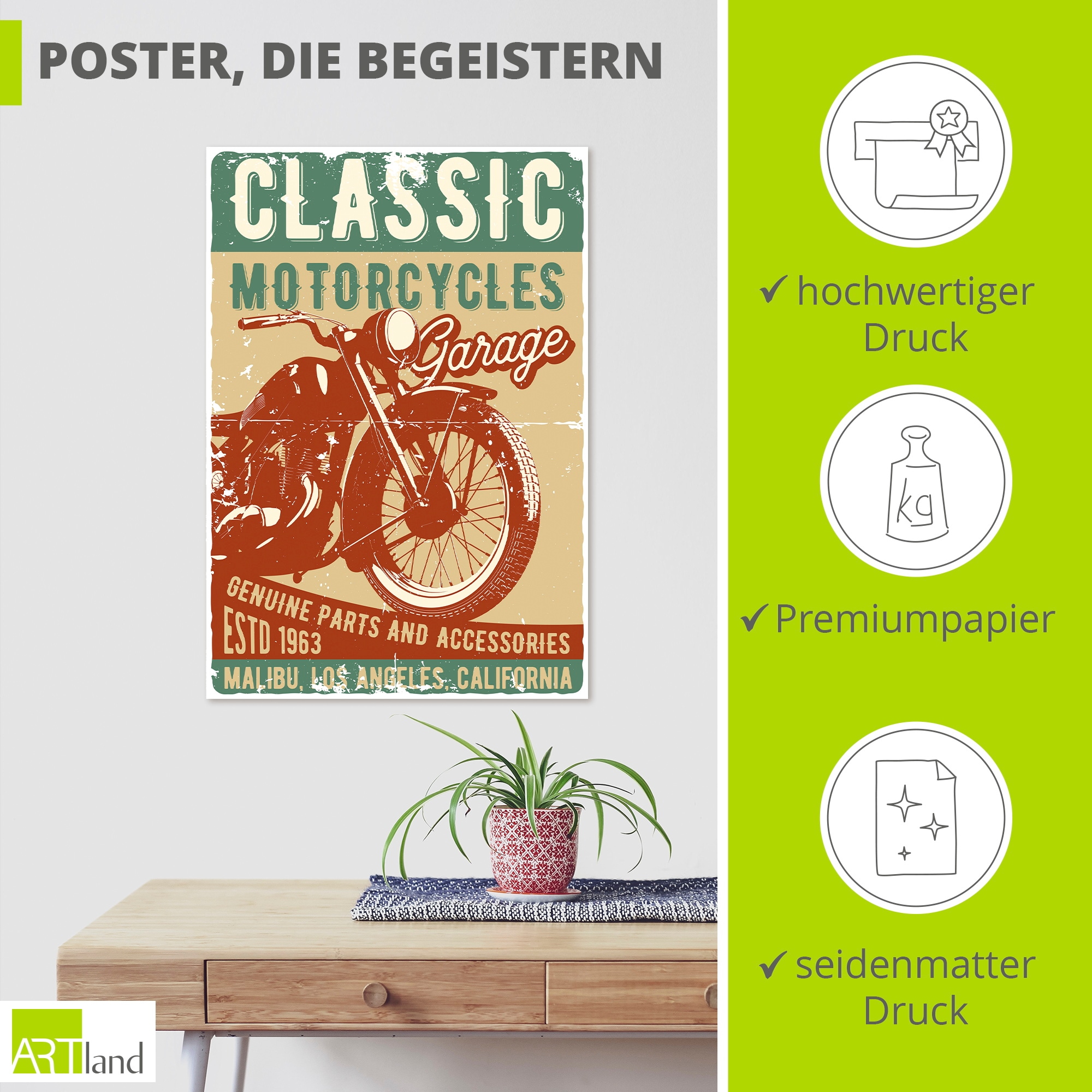 Artland Wandbild »Classic Motorcycles« 1 Stk. tlg. als Alubild, Leinwandbild, Poster, Wandaufkleber in verschied. Größen