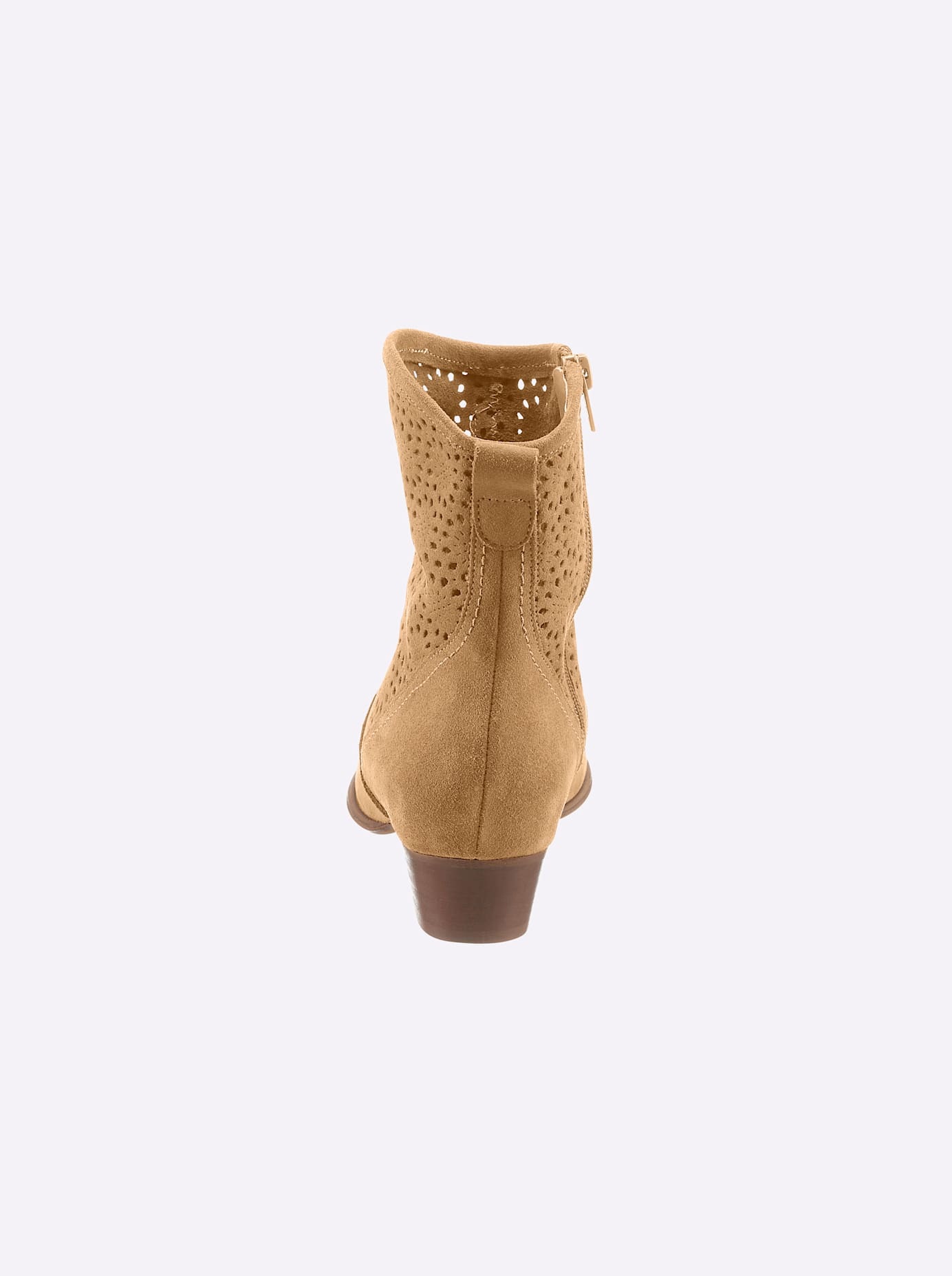 Stiefelette HEINE, Damen, Gr. 37, beige (sand), Leder, Veloursleder, Schuhe Stiefelette 3