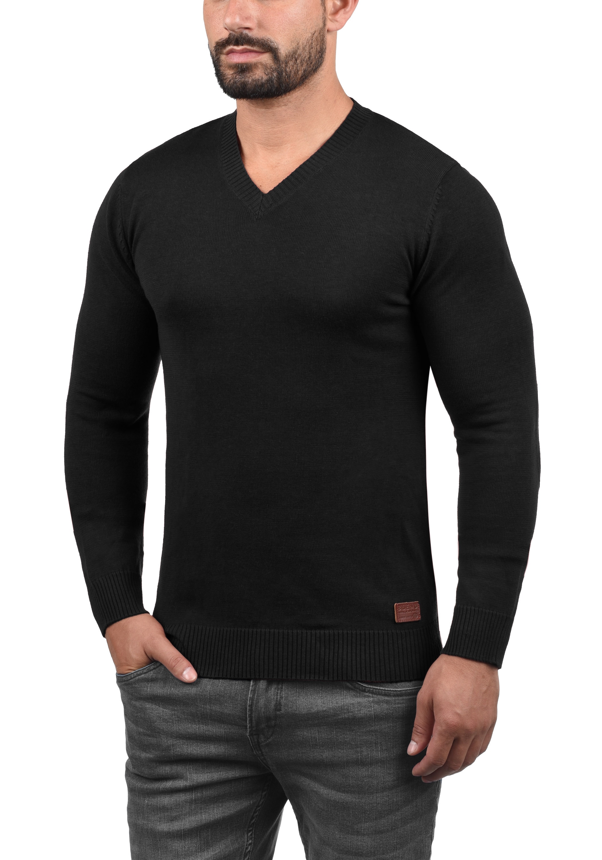 Blend Strickpullover "BHLasse" Feinstrickpullover mit aufgestickten Ellenbo günstig online kaufen